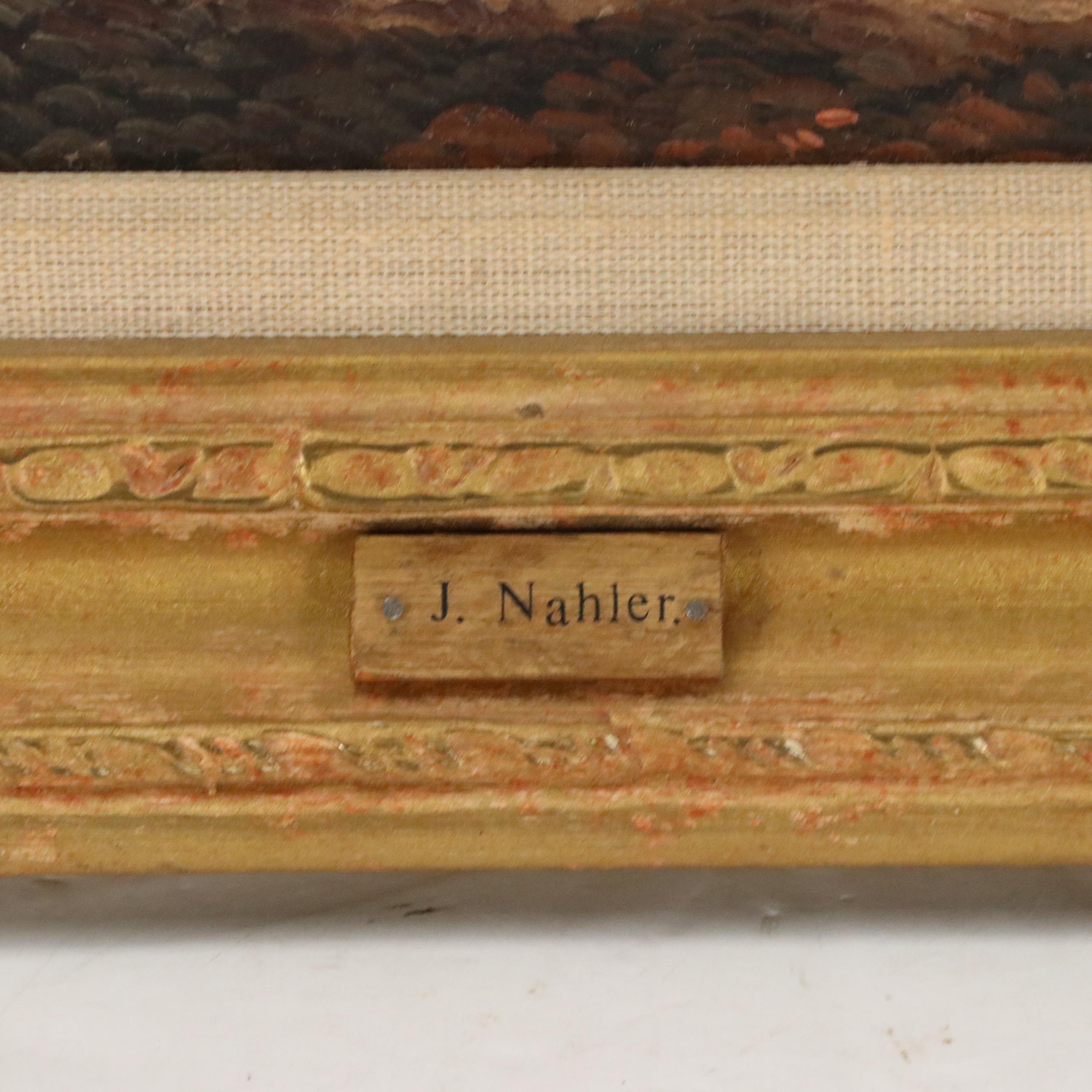 J. Nahler Coastal Landscape Oil Painting