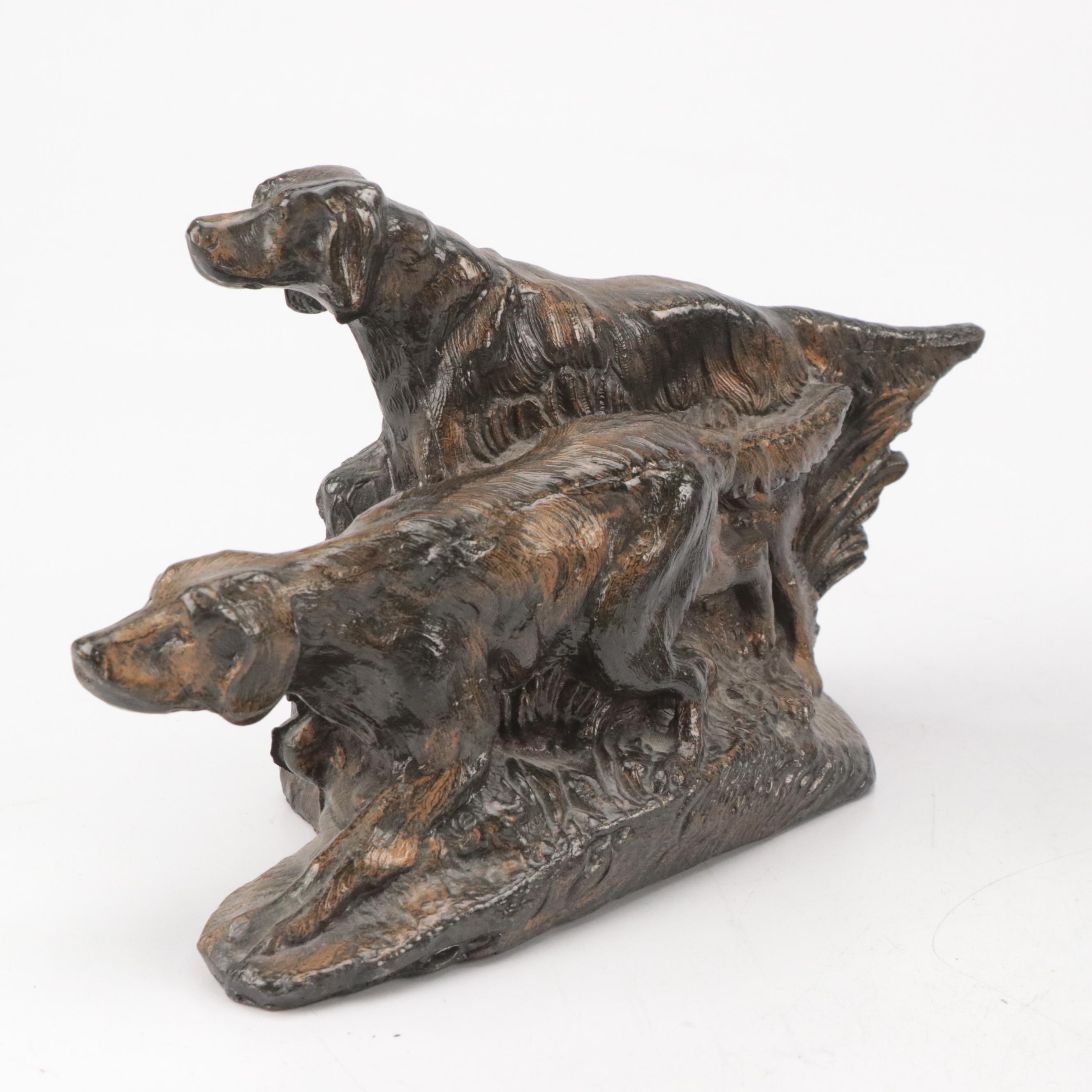 Cast Metal Hunting Dog Table Lamps and Bookends