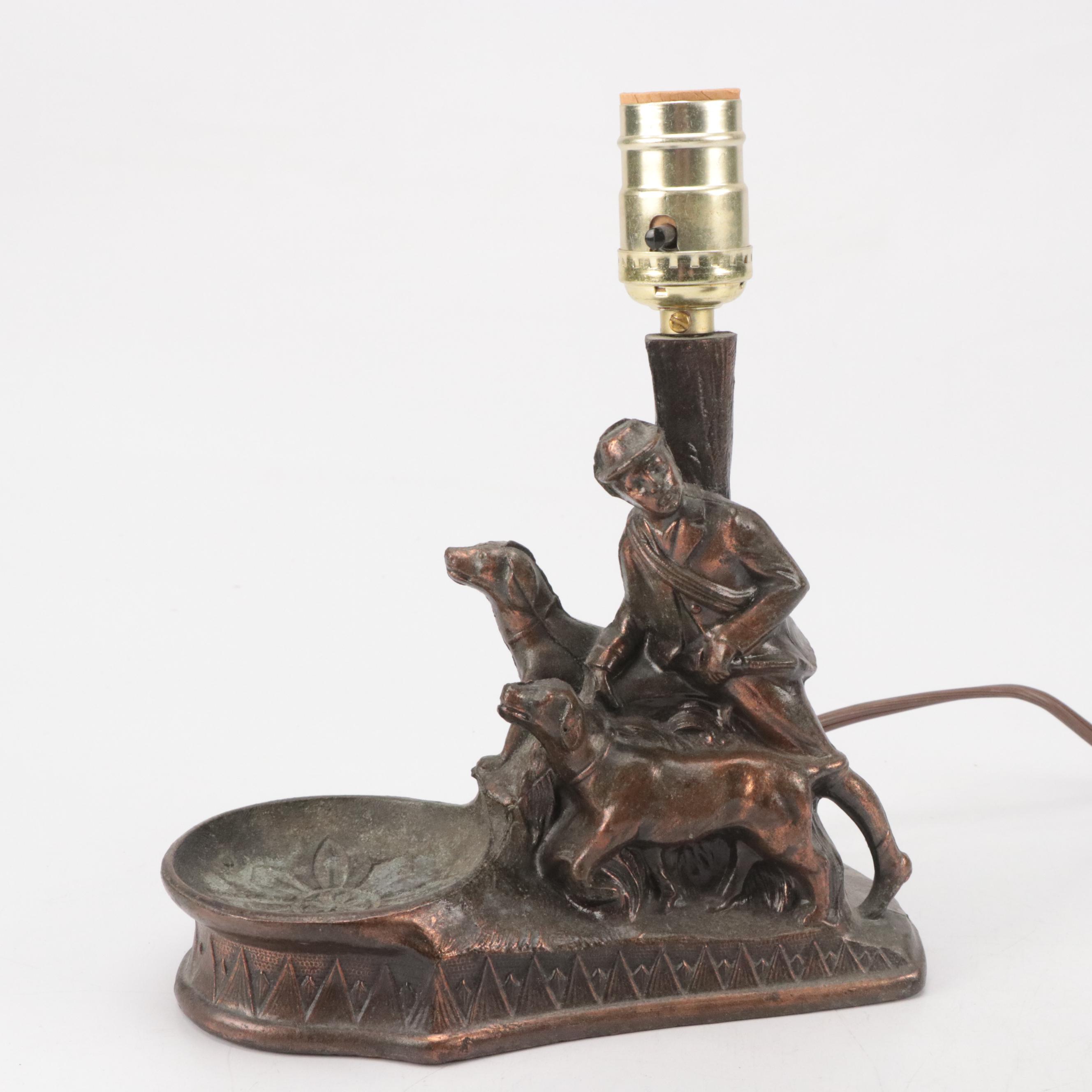 Cast Metal Hunting Dog Table Lamps and Bookends