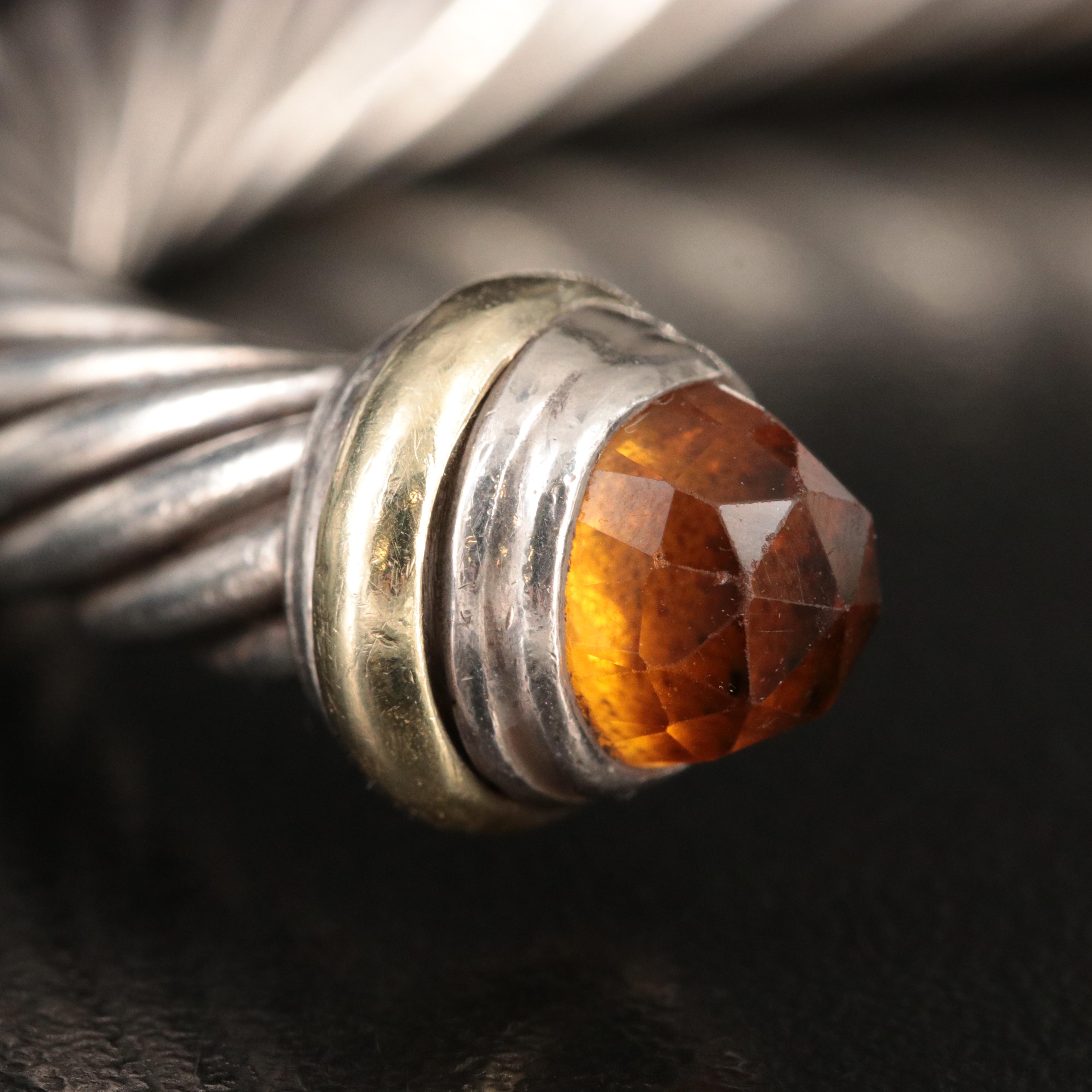 David Yurman Cable Classics Sterling and 14K Citrine Cuff Bracelet