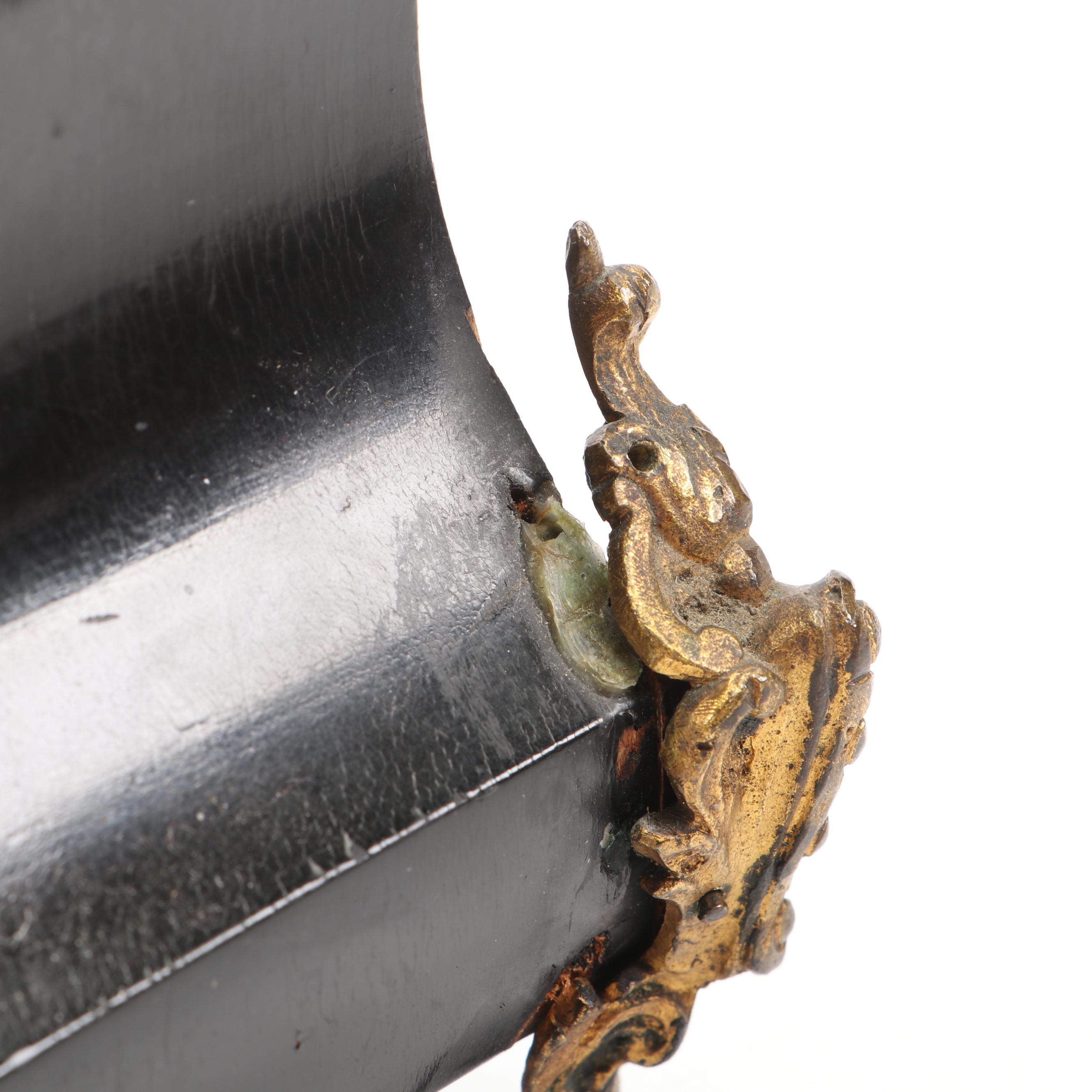 French Boulle Style Ormolu Mantle Clock and Candle Holders