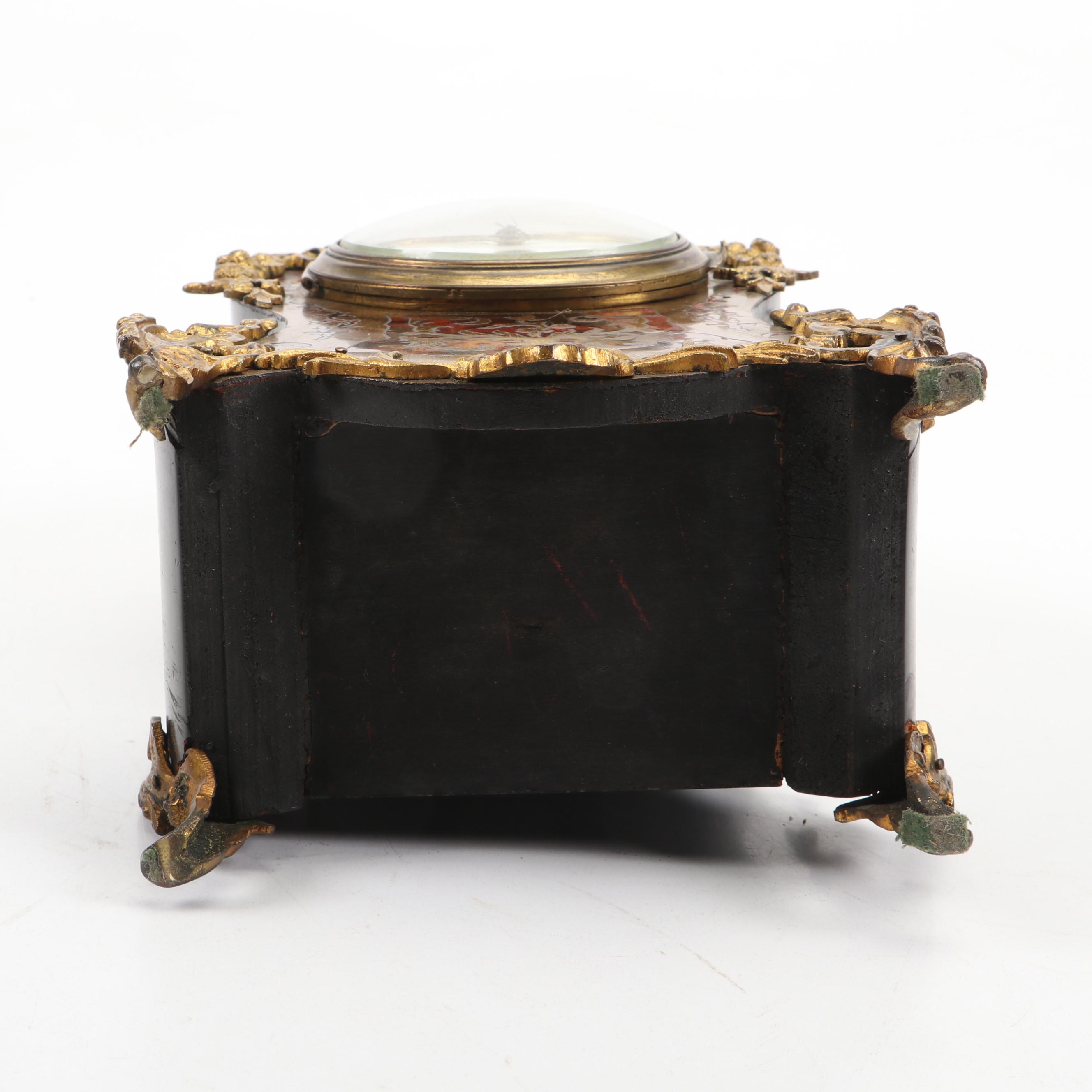 French Boulle Style Ormolu Mantle Clock and Candle Holders