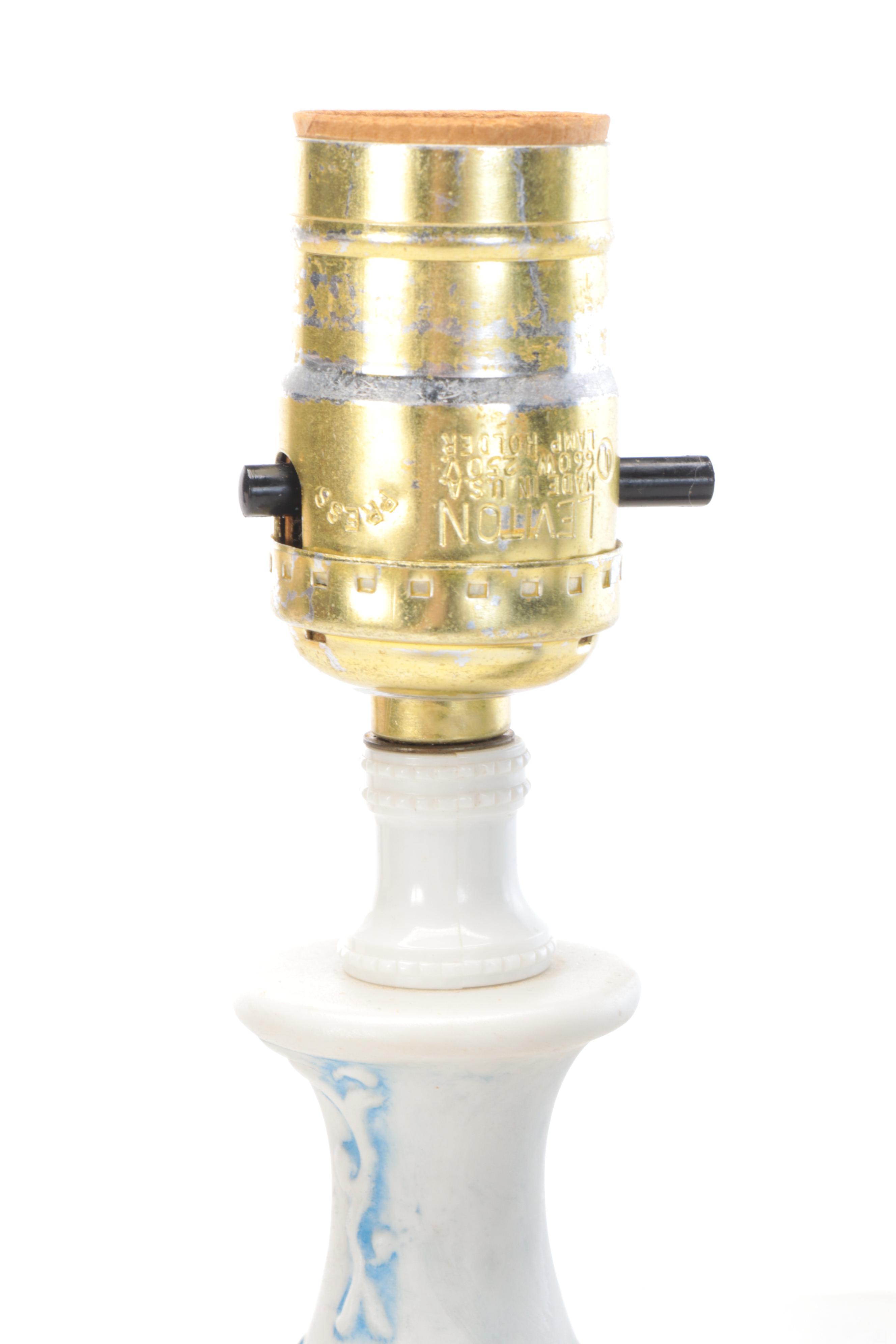 Embossed Floral Motif Ceramic Table Lamp with More Table Lamps