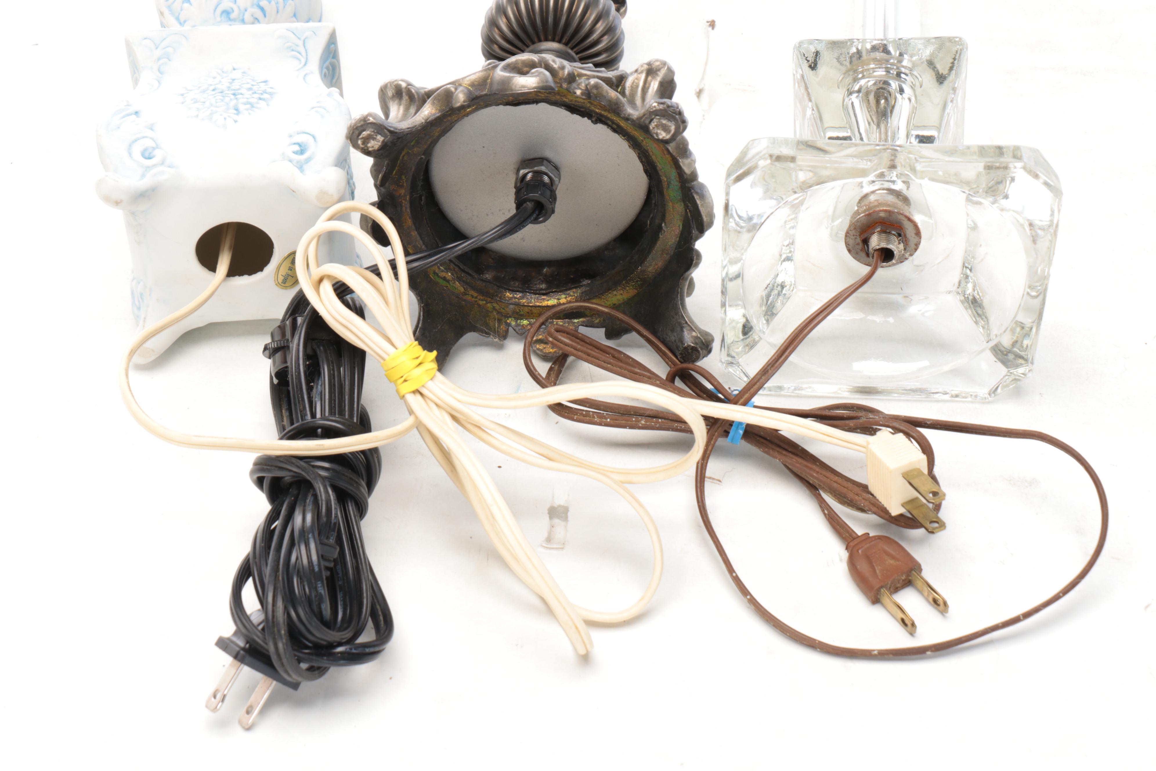 Embossed Floral Motif Ceramic Table Lamp with More Table Lamps