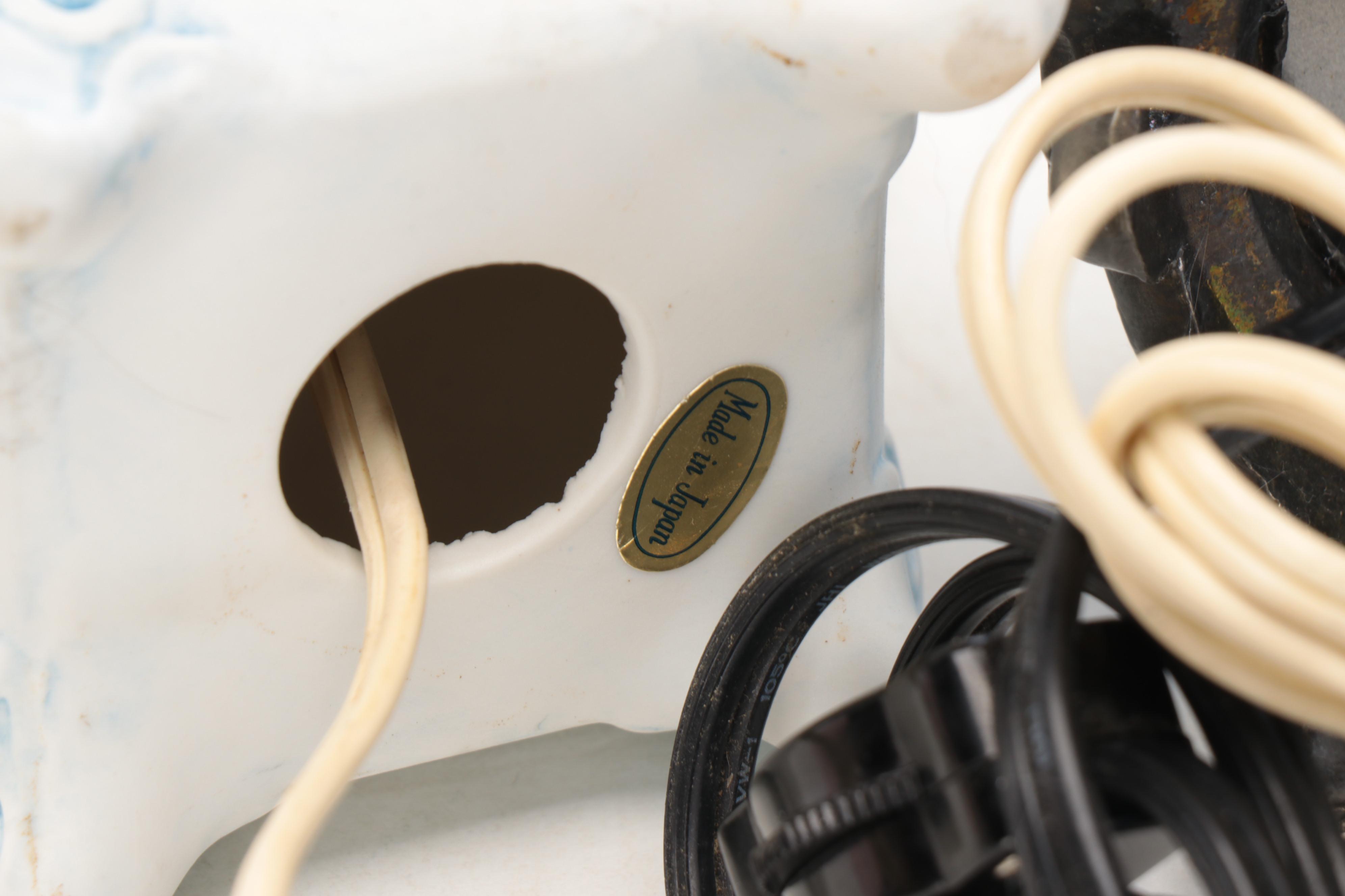 Embossed Floral Motif Ceramic Table Lamp with More Table Lamps