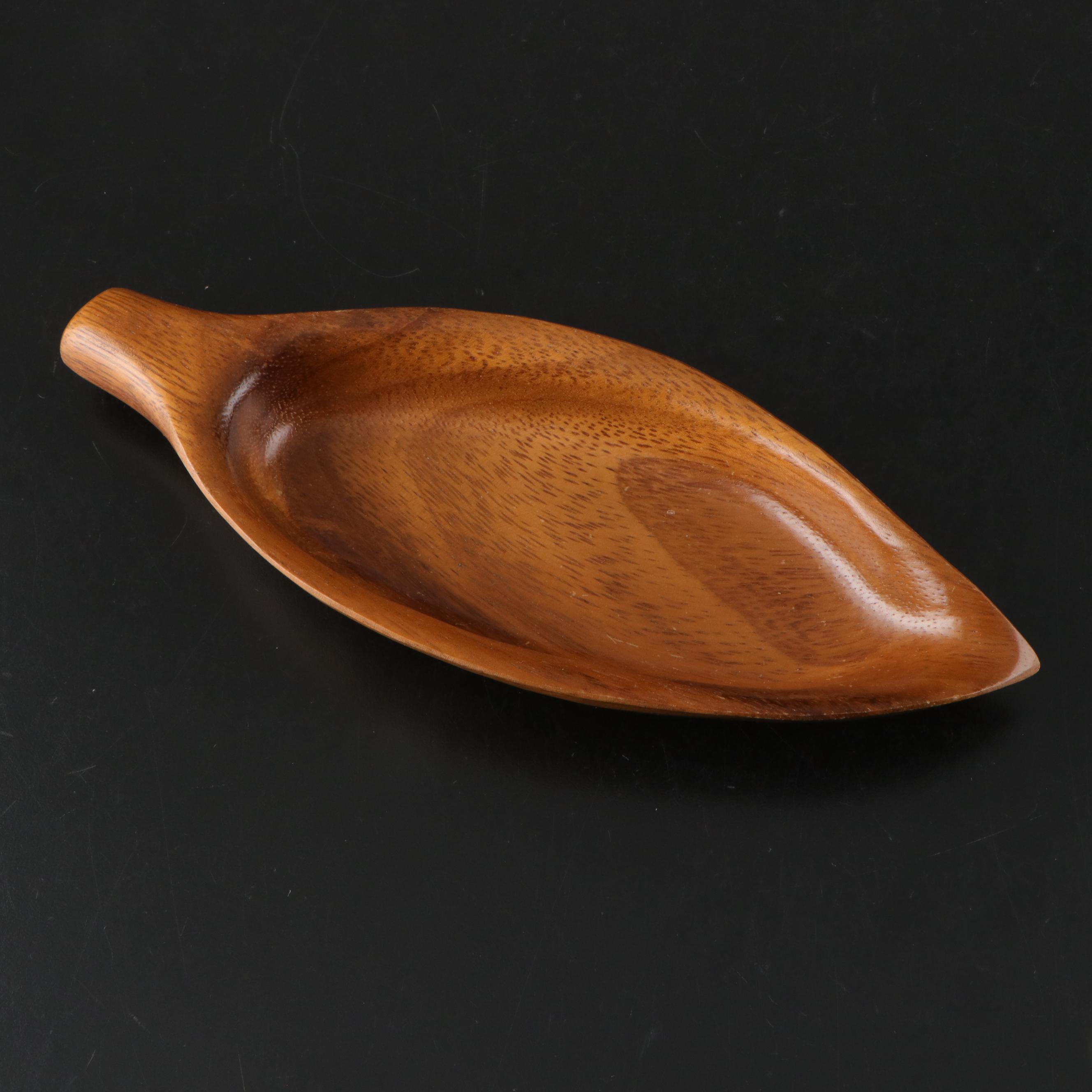 Pyrex Warming Tray with Wood Mango Leaf Bowl and More Mid Century Modern Décor