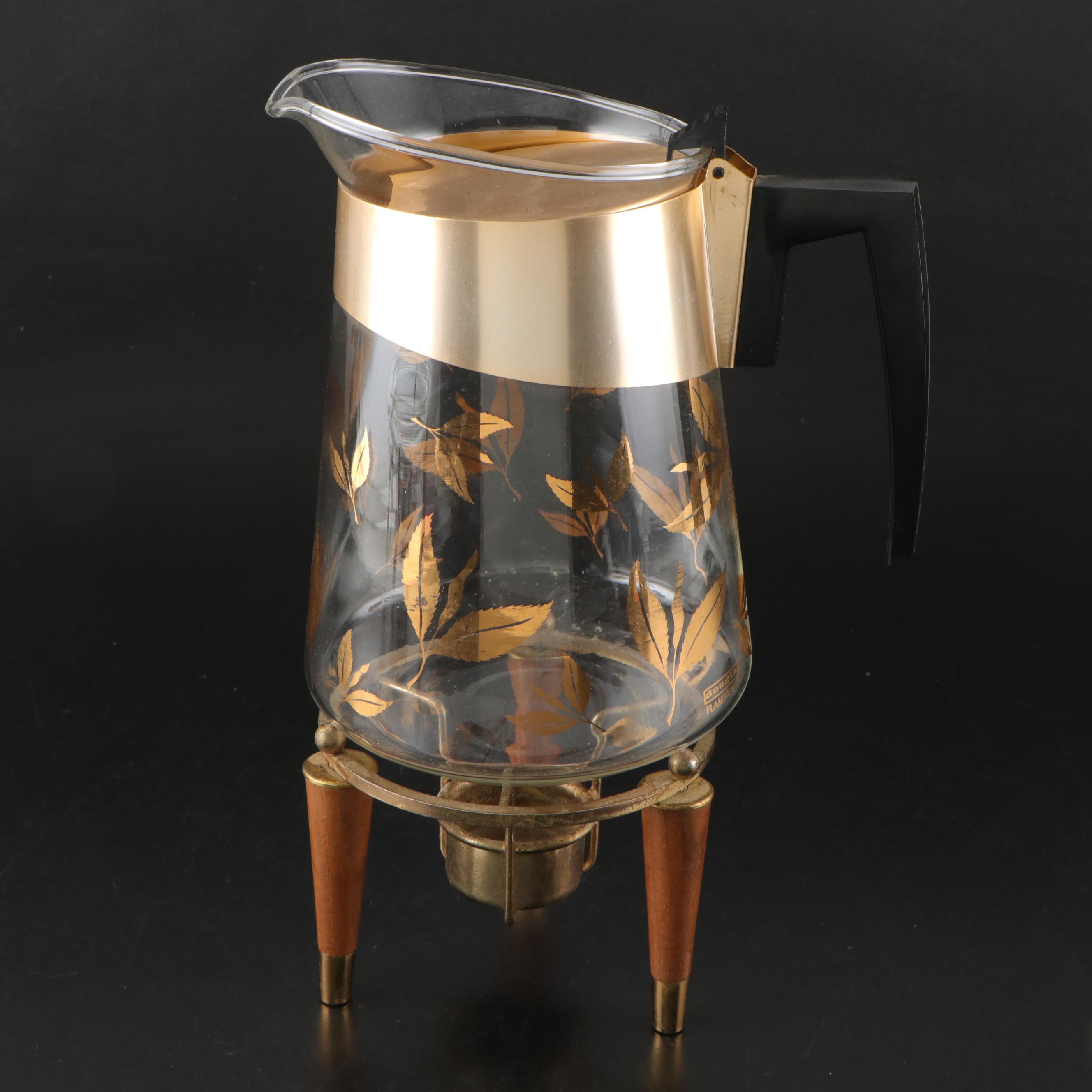 Pyrex Warming Tray with Wood Mango Leaf Bowl and More Mid Century Modern Décor