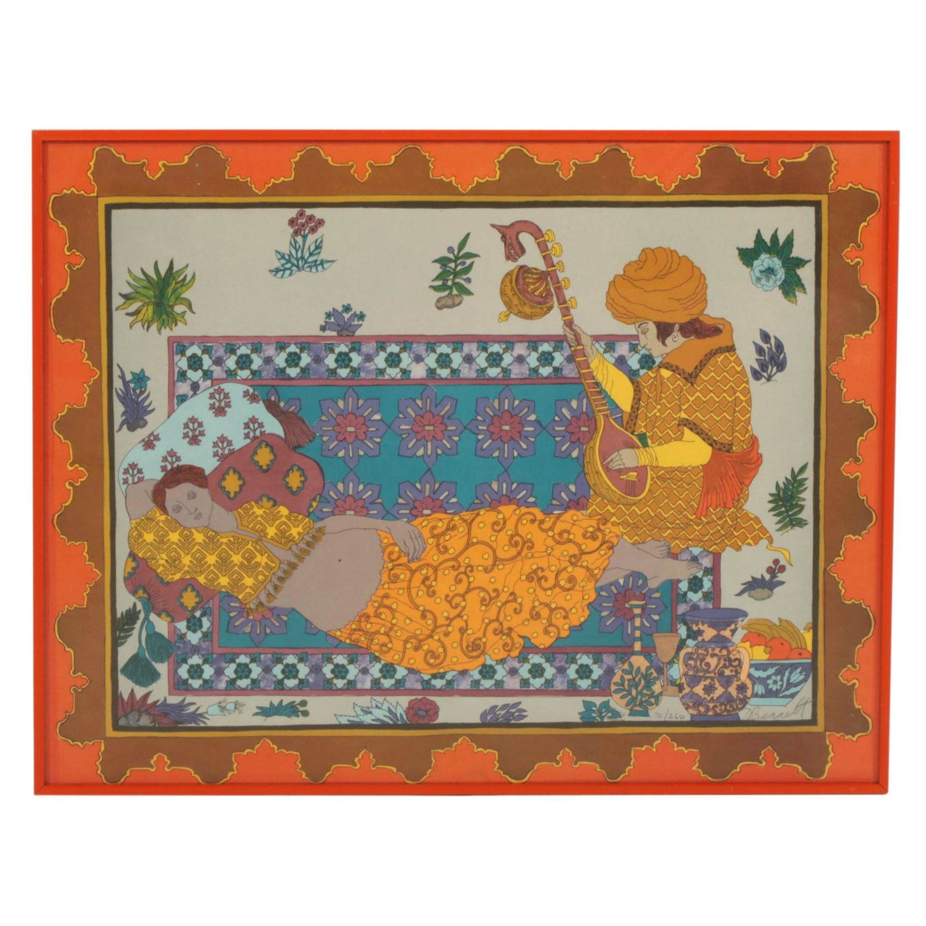 Diana Bennett Color Lithograph "Odalisca Oriental," 1972