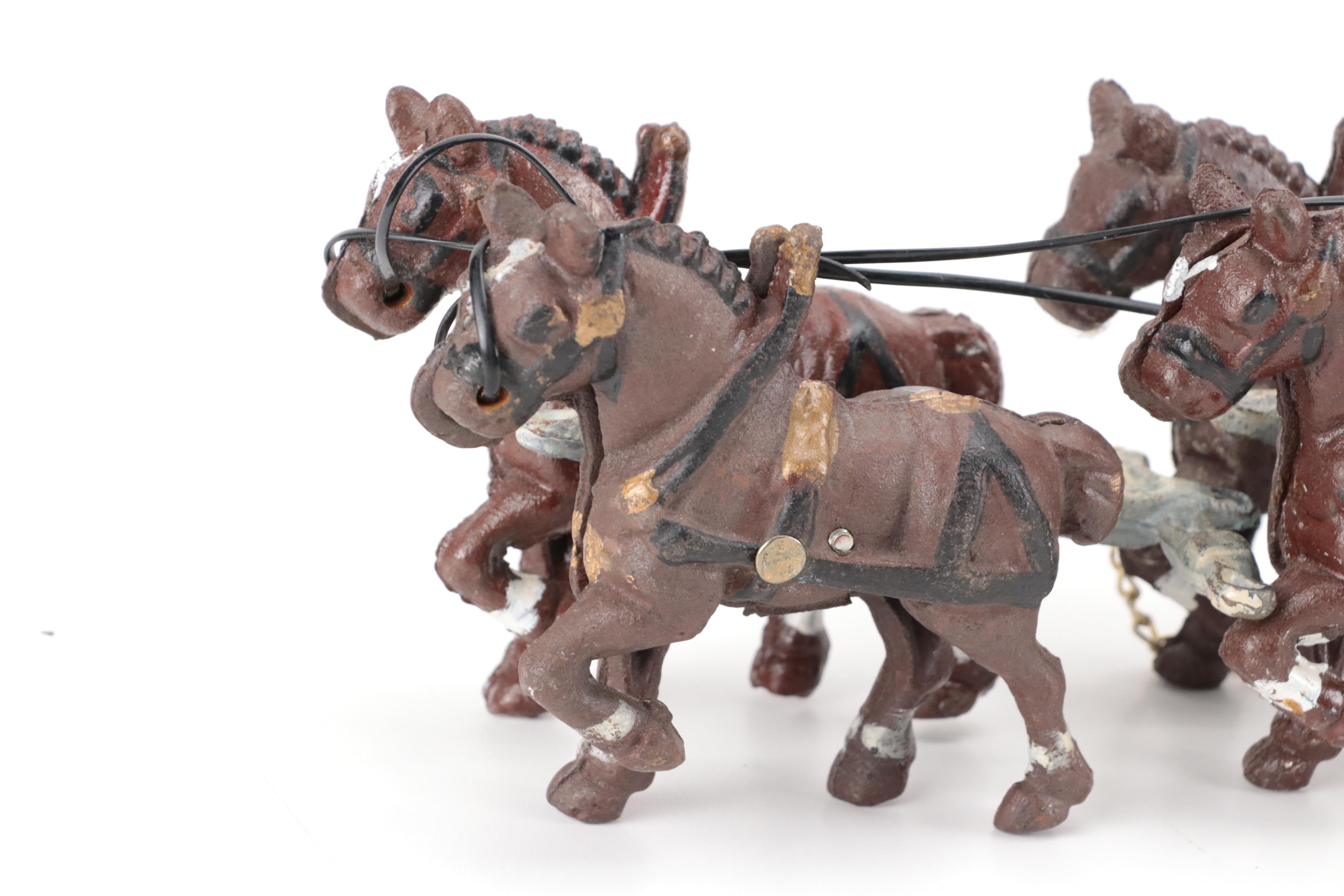 Polychrome Cast Iron Clydesdale Horse-Drawn Beer Wagon with Pencil Sharpener