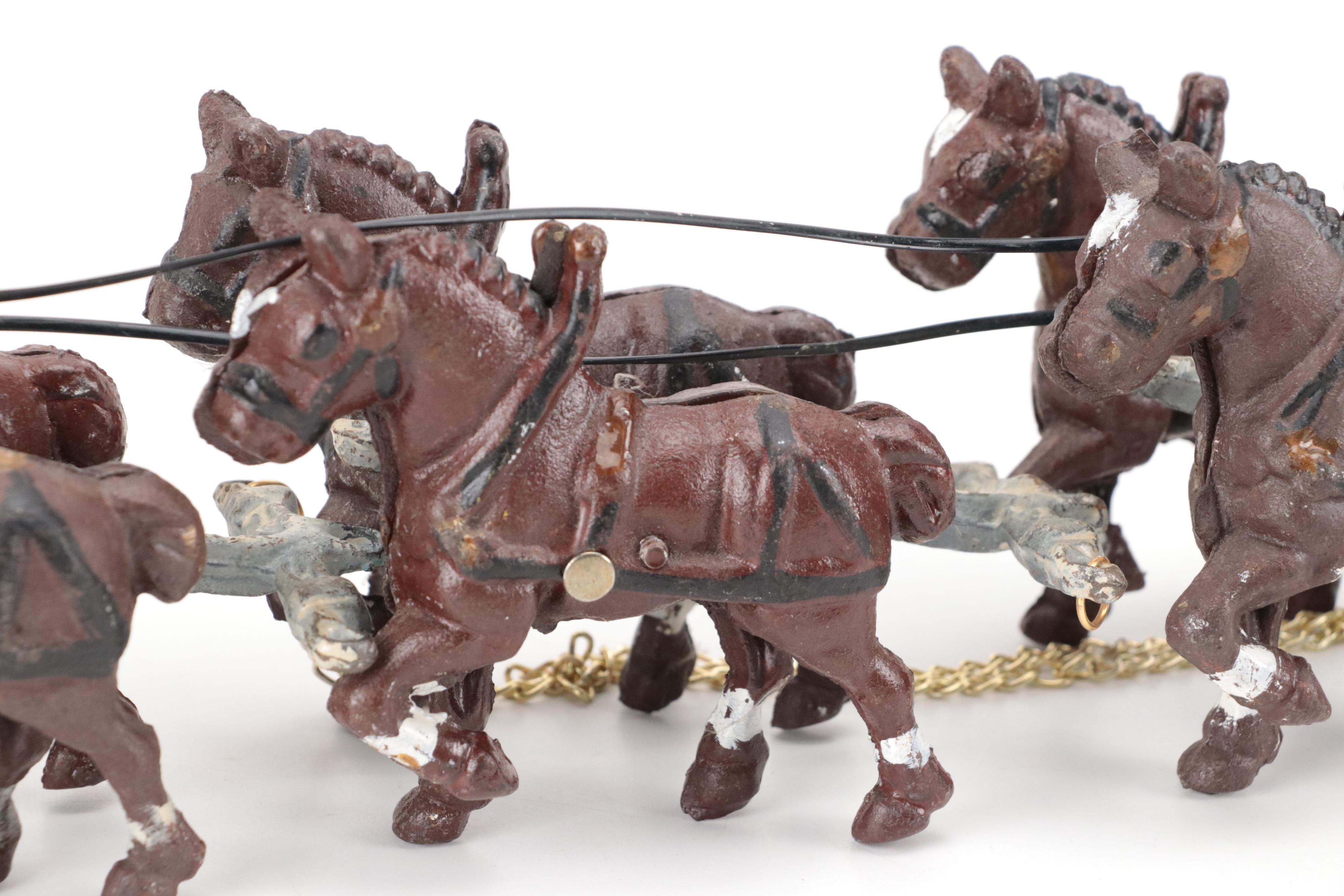 Polychrome Cast Iron Clydesdale Horse-Drawn Beer Wagon with Pencil Sharpener