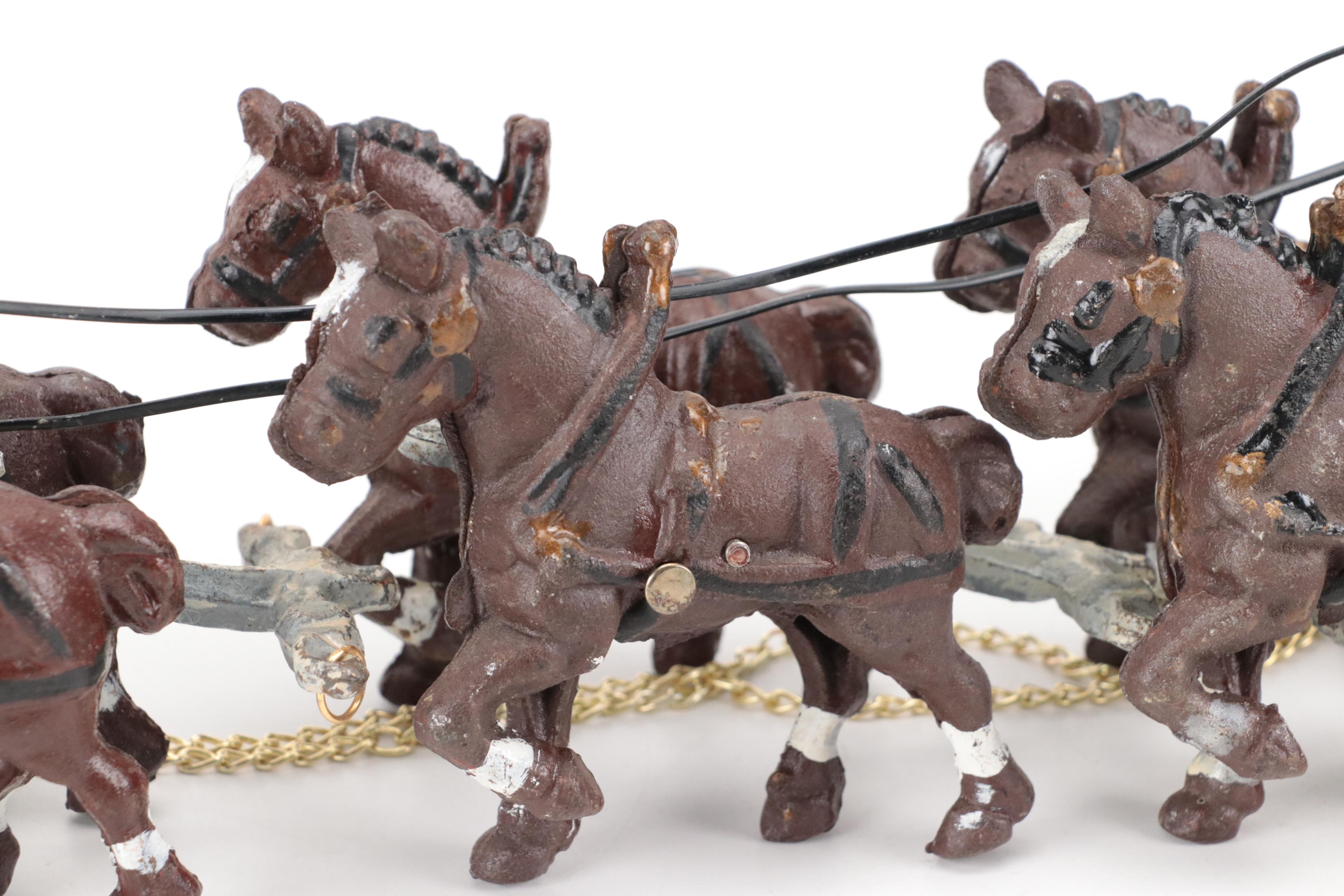 Polychrome Cast Iron Clydesdale Horse-Drawn Beer Wagon with Pencil Sharpener