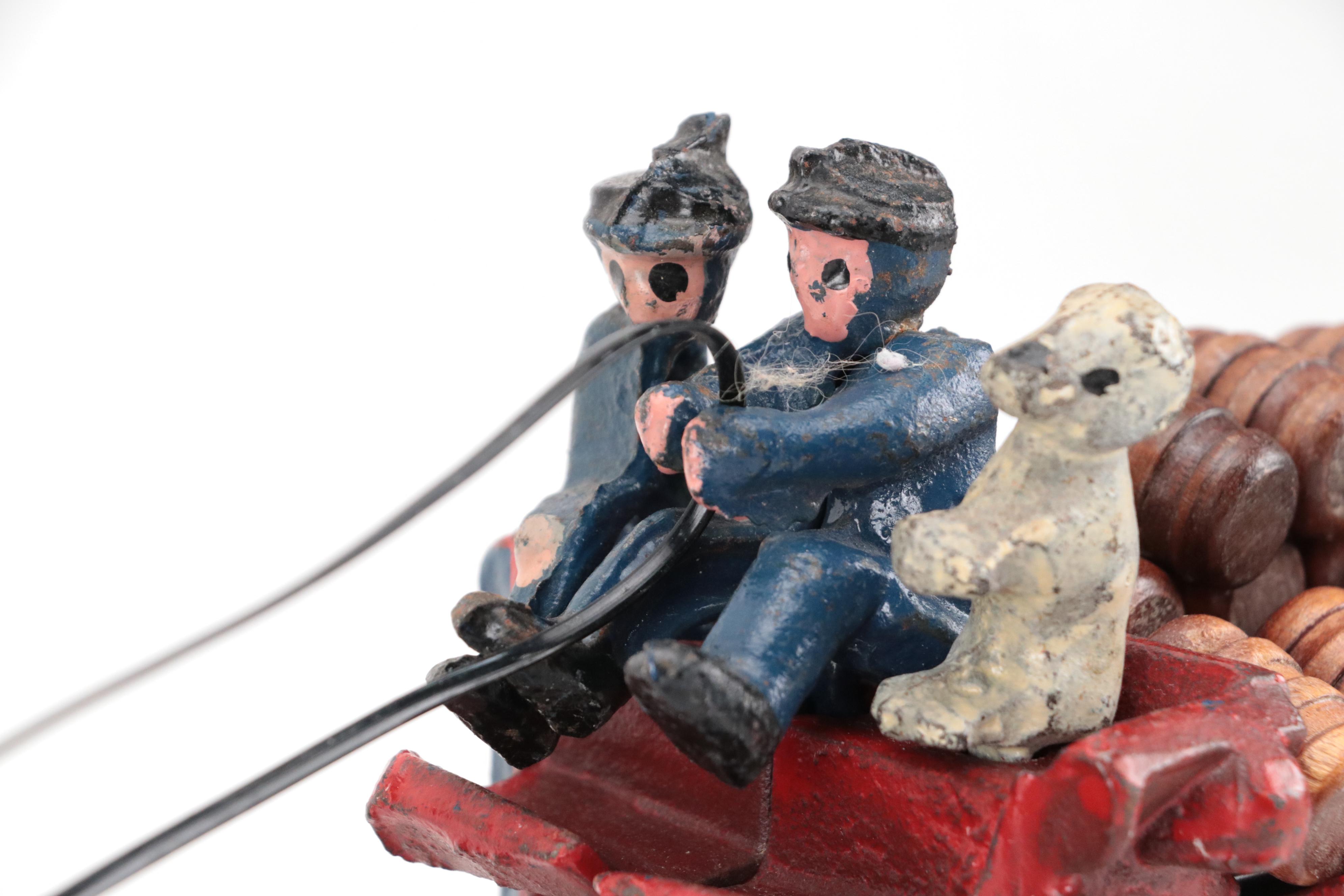 Polychrome Cast Iron Clydesdale Horse-Drawn Beer Wagon with Pencil Sharpener