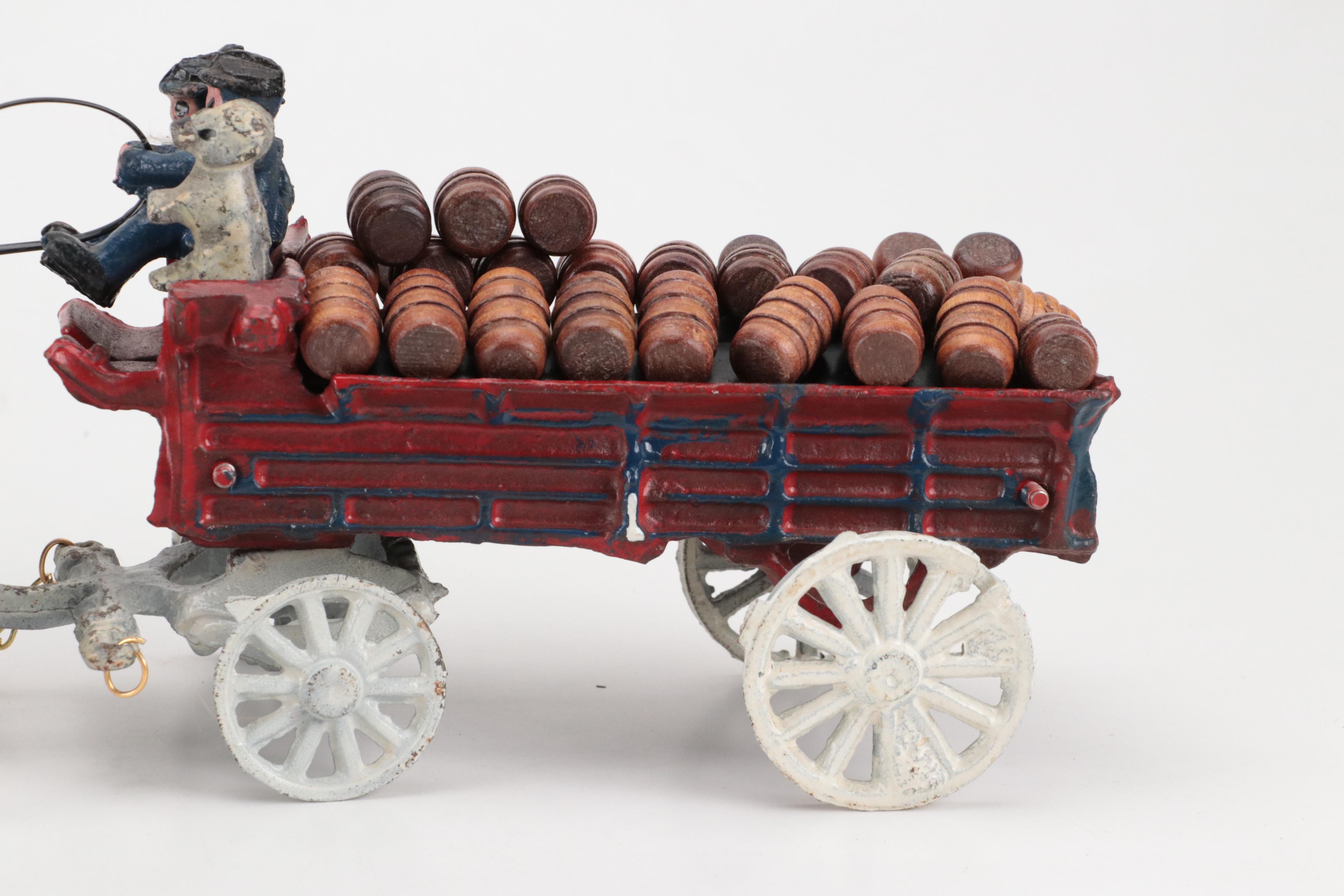 Polychrome Cast Iron Clydesdale Horse-Drawn Beer Wagon with Pencil Sharpener