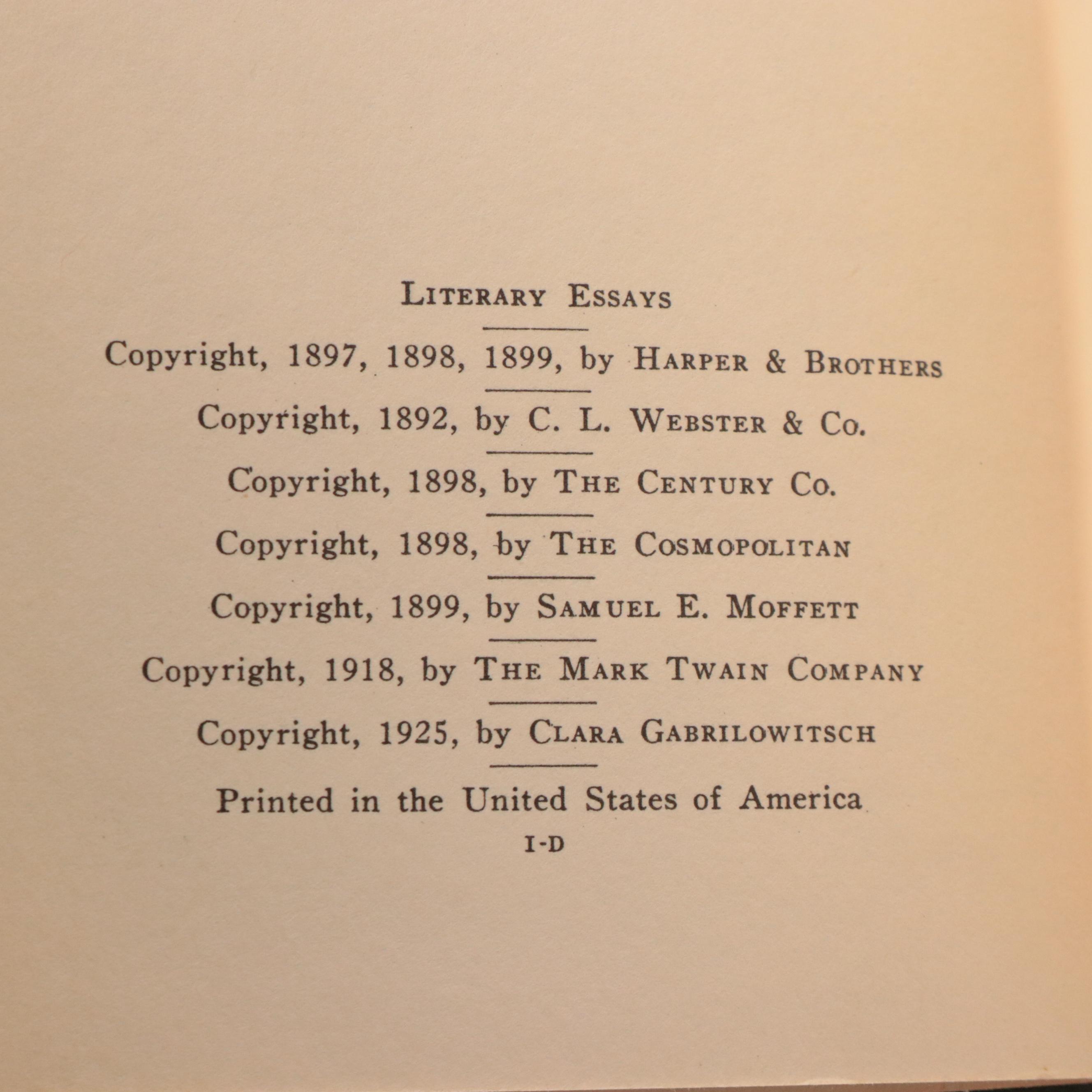 Authorized Edition "The Complete Works of Mark Twain" Partial Set, 1929