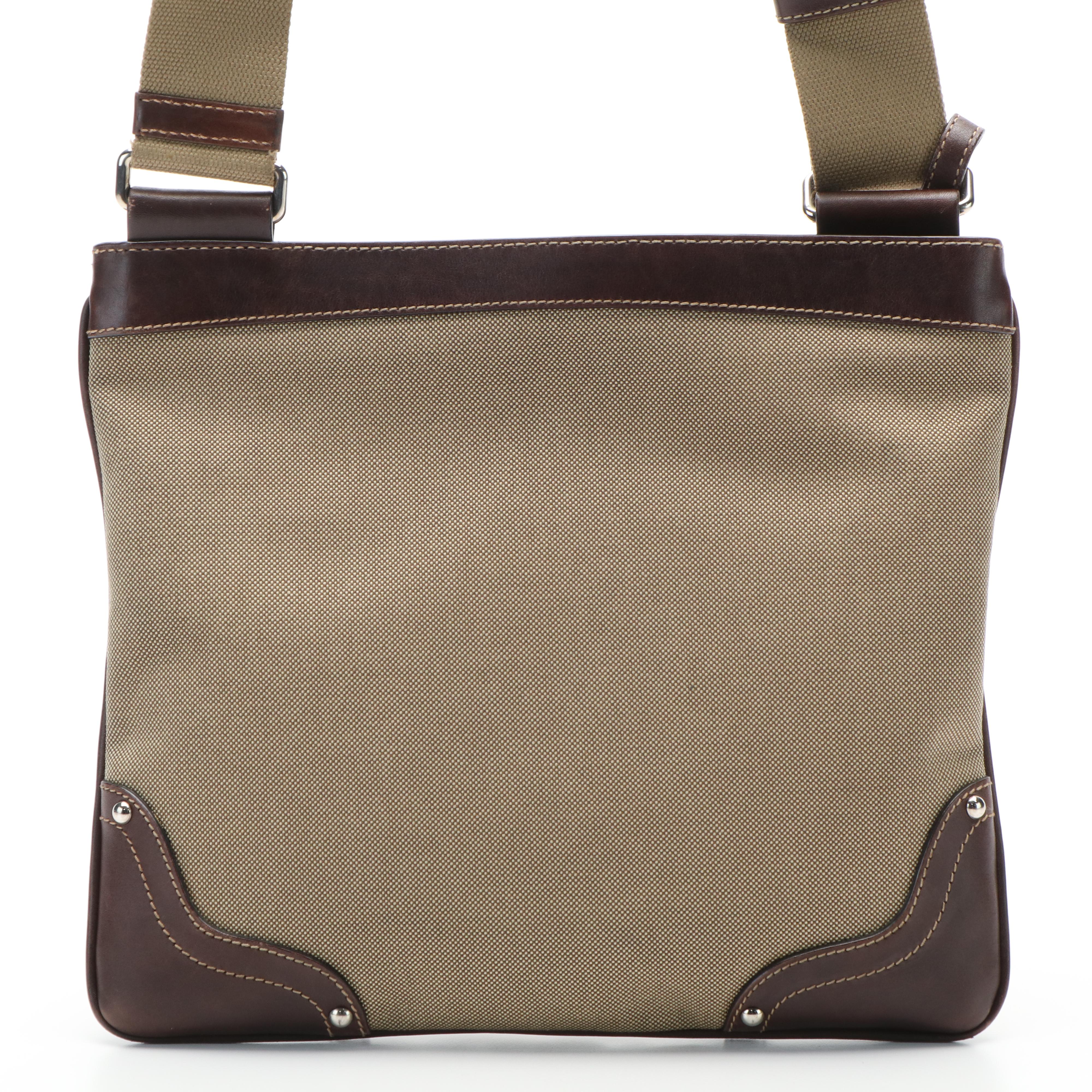 Prada Canapa Logo Canvas and Leather Messenger Bag