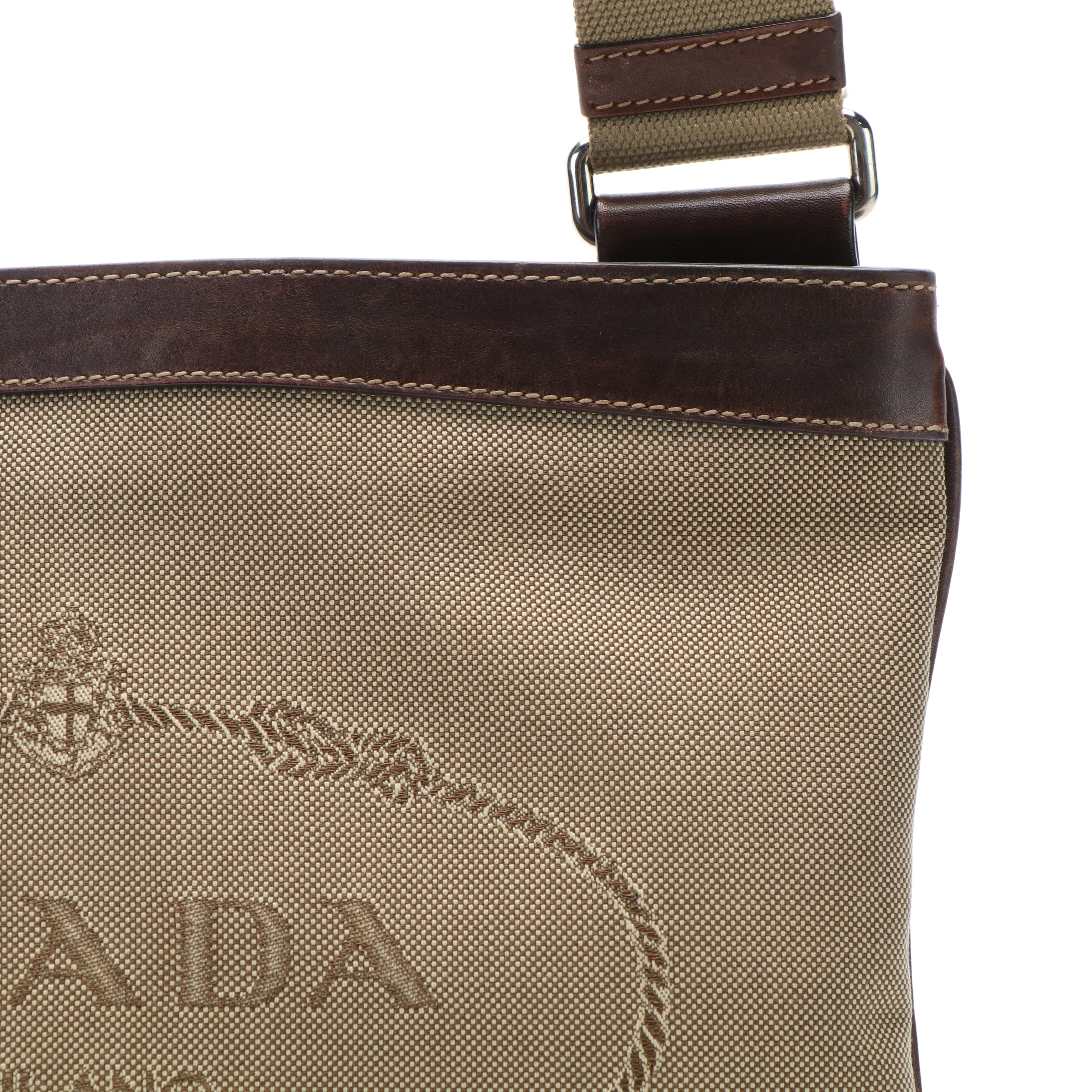 Prada Canapa Logo Canvas and Leather Messenger Bag