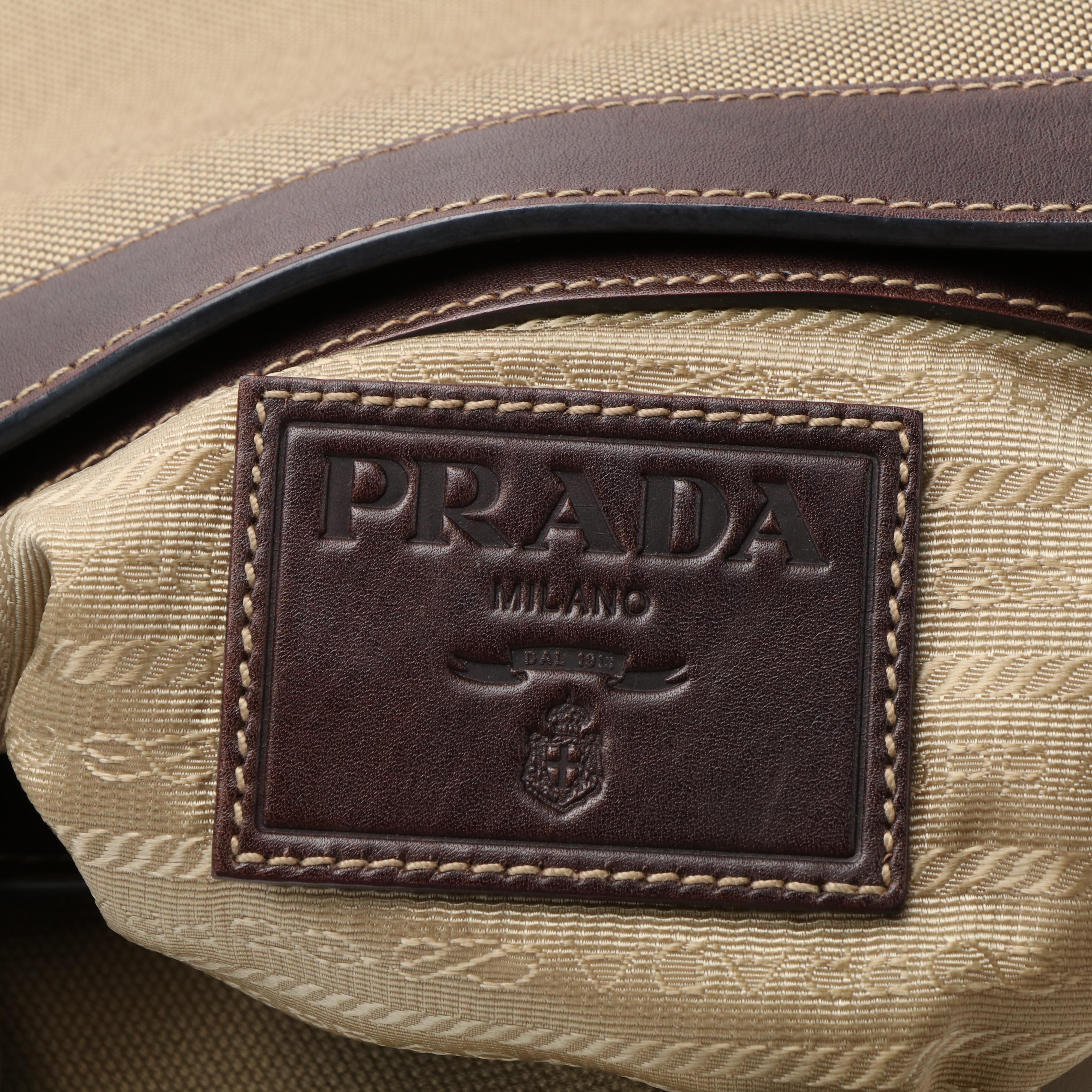 Prada Canapa Logo Canvas and Leather Messenger Bag