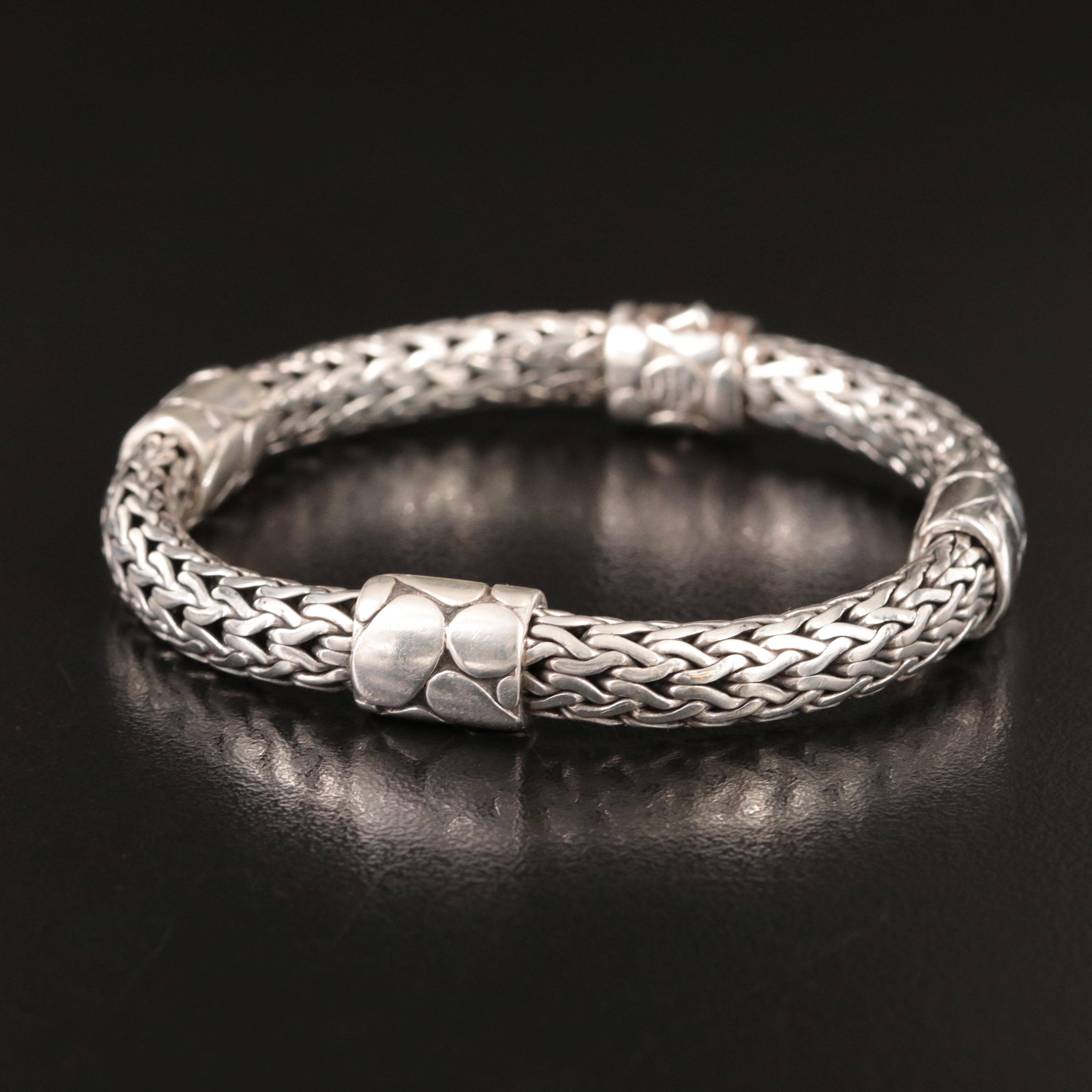 John Hardy Kali Pebble Sterling Station Bracelet