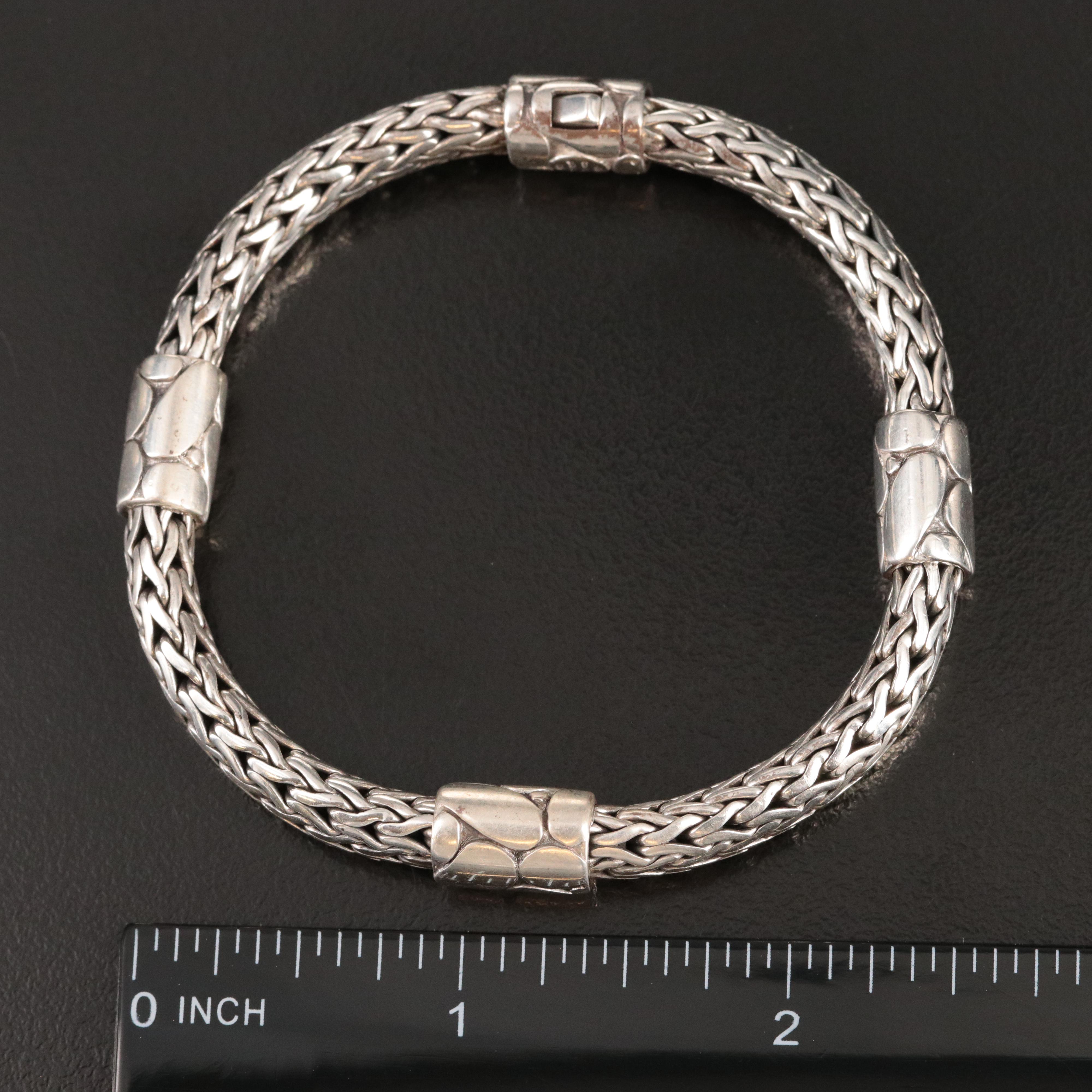 John Hardy Kali Pebble Sterling Station Bracelet