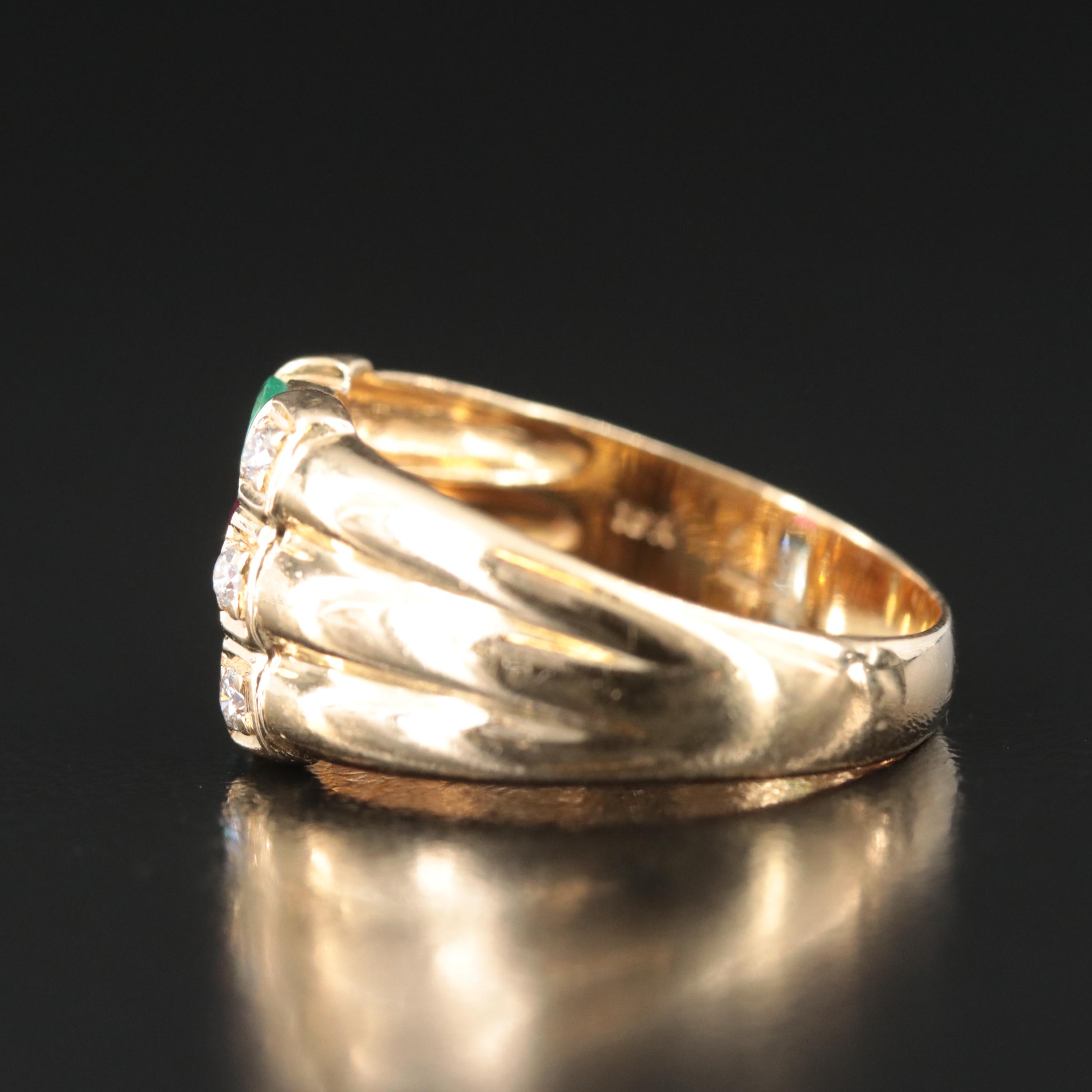 18K Emerald, Ruby, Sapphire, and Diamond Ring