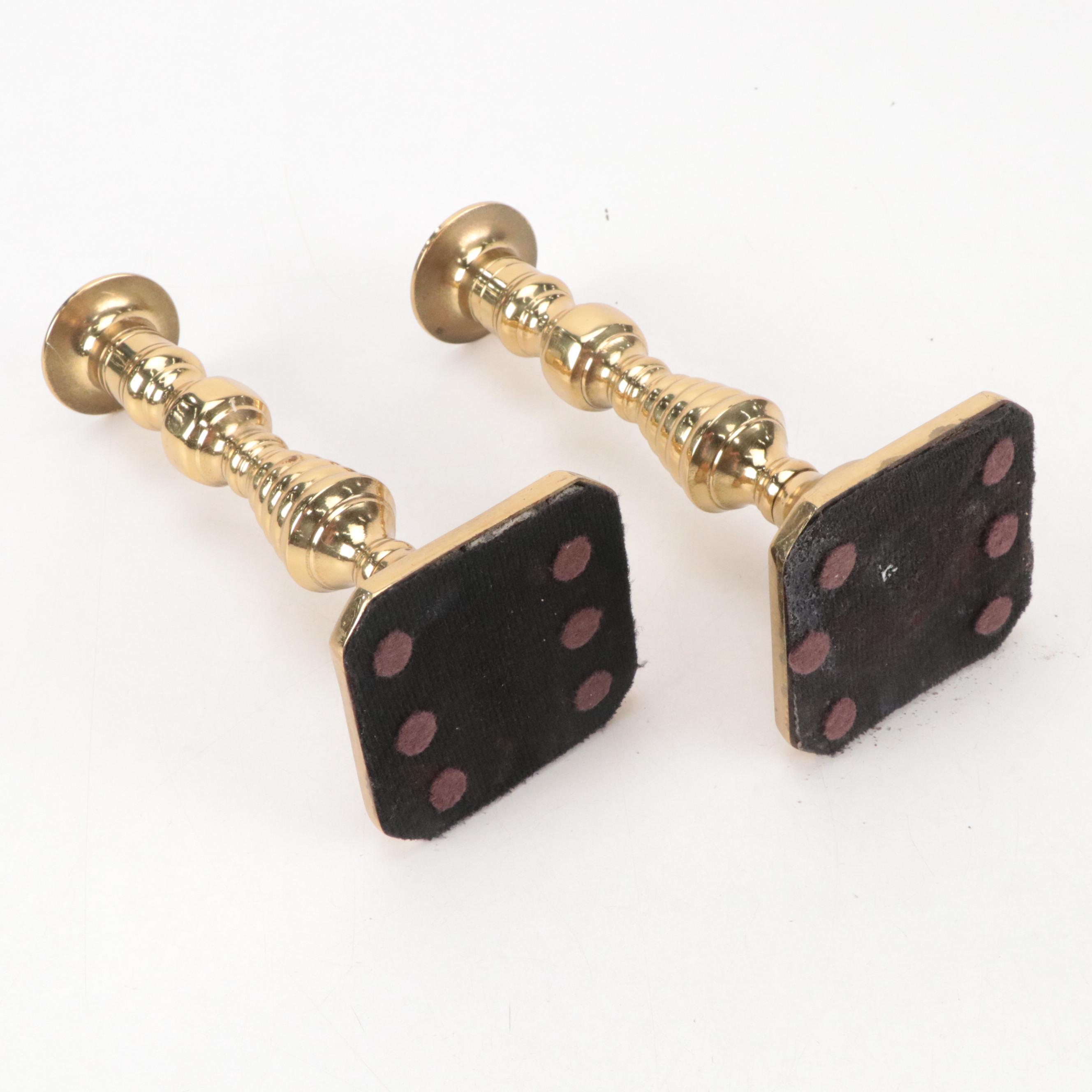 Mirrored Vanity Tray with Embossed Lidded Jars and Brass Candlesticks, 20th C.