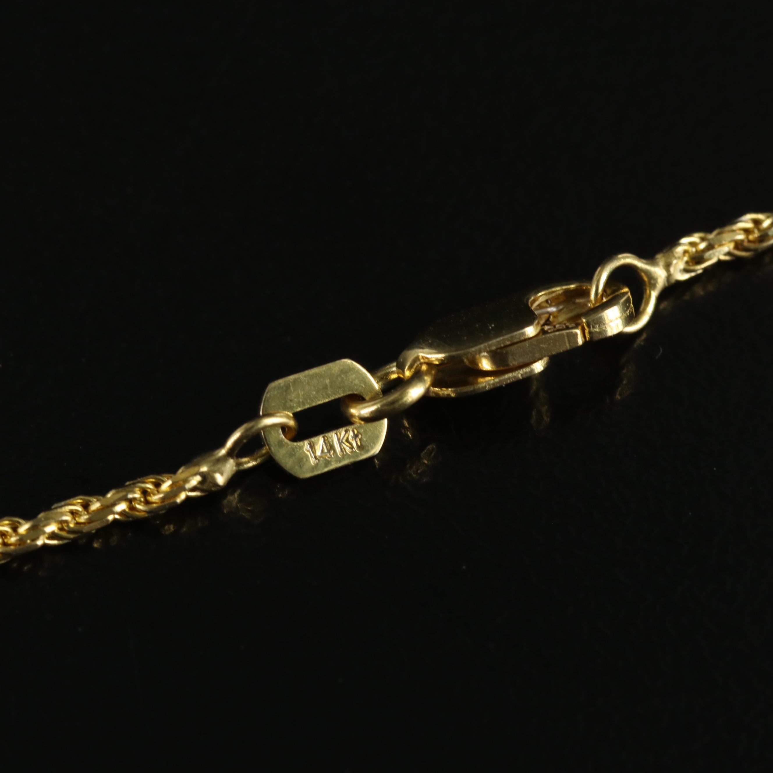 14K Tri-Color Rope Chain Necklace with Bead Detail