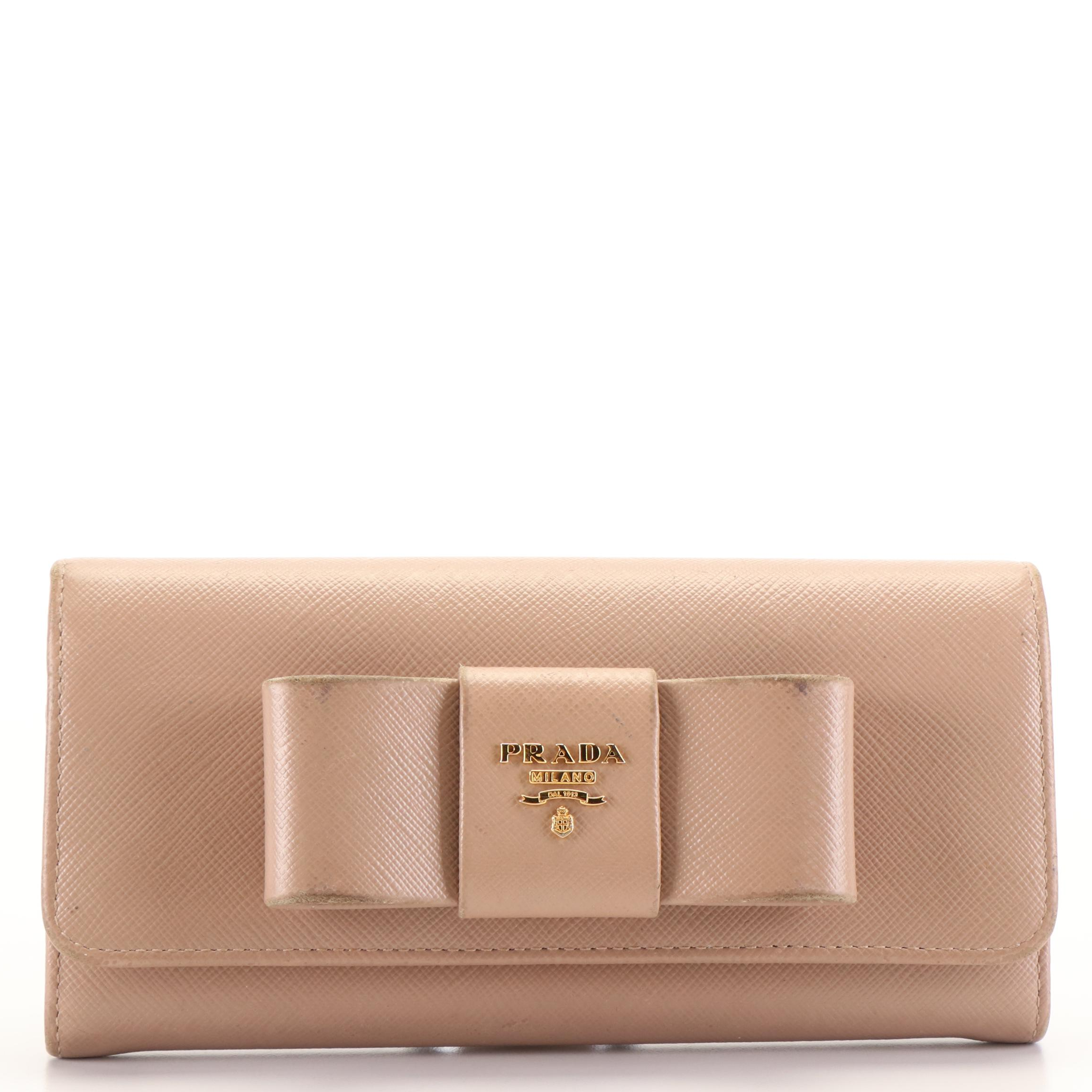 Prada Bow Cammeo Saffiano Leather Continental Wallet