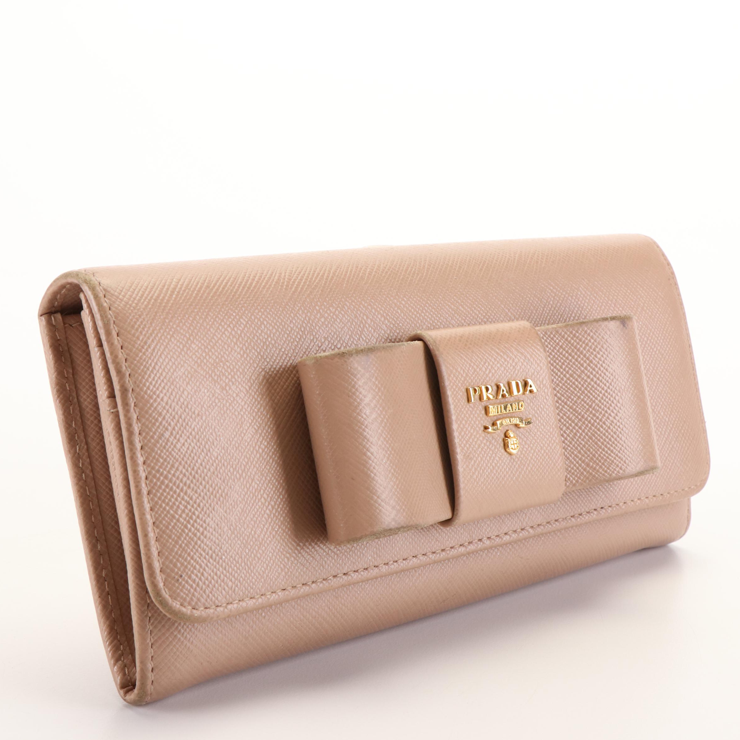 Prada Bow Cammeo Saffiano Leather Continental Wallet