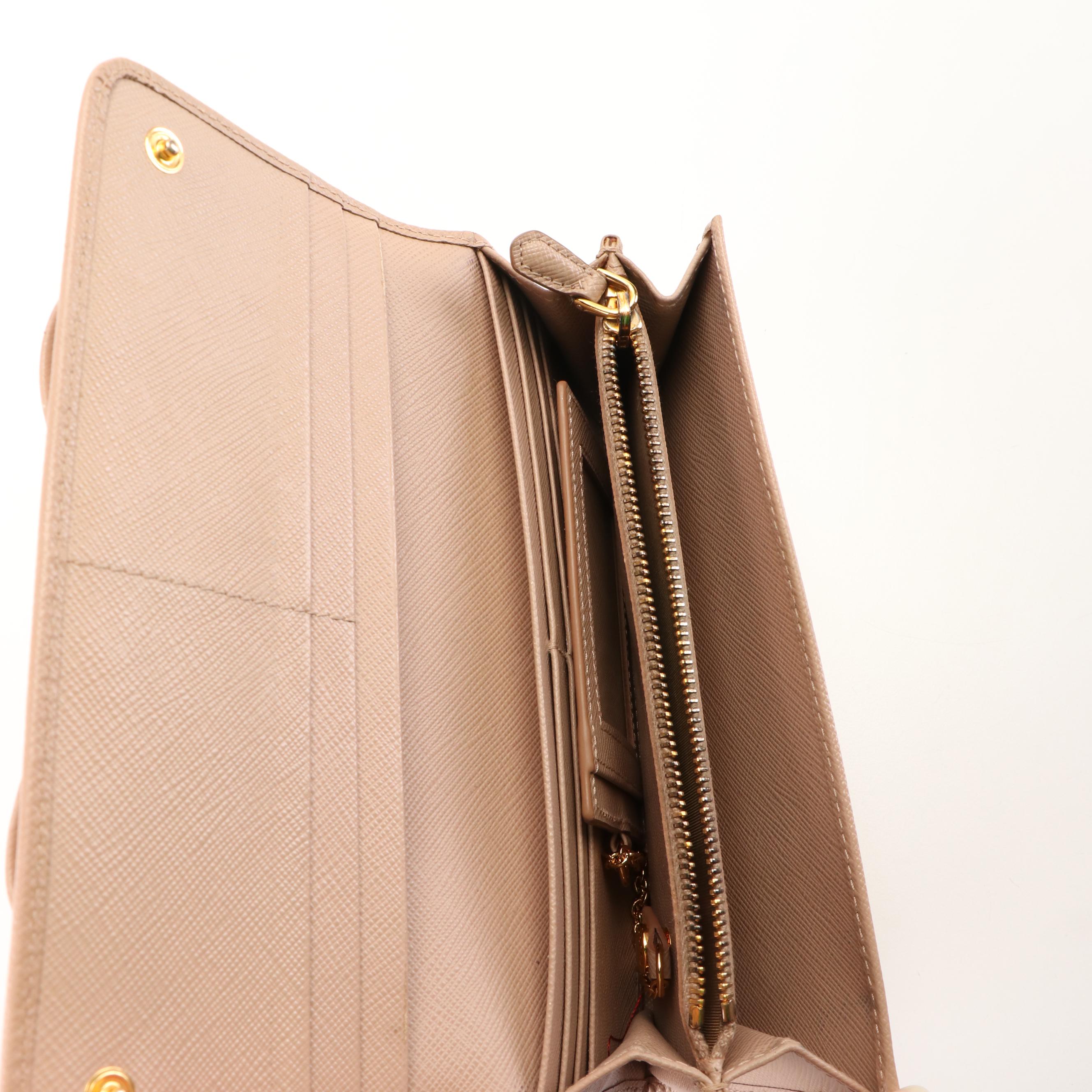 Prada Bow Cammeo Saffiano Leather Continental Wallet