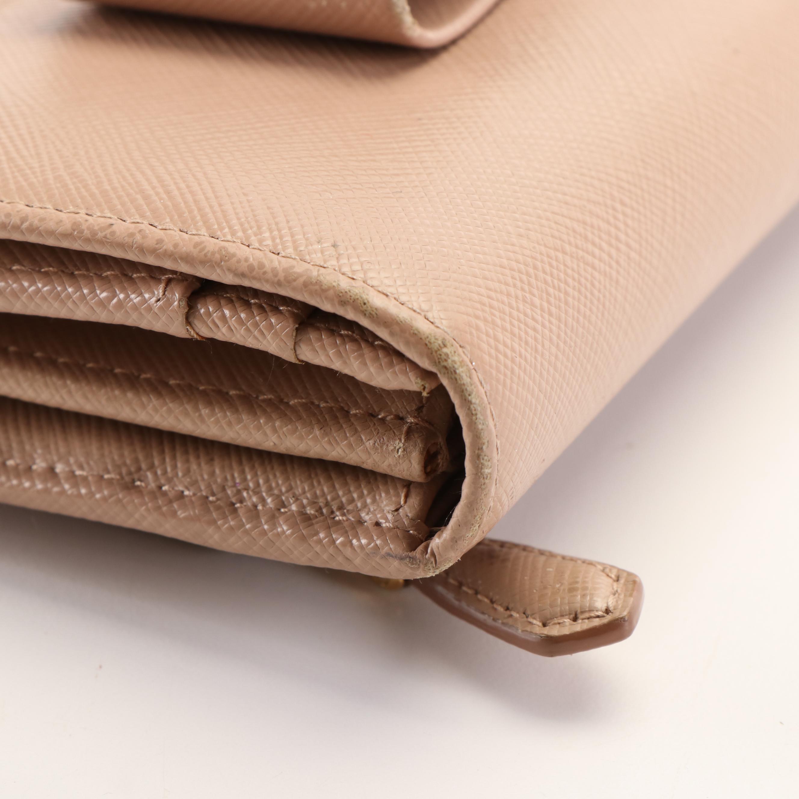 Prada Bow Cammeo Saffiano Leather Continental Wallet