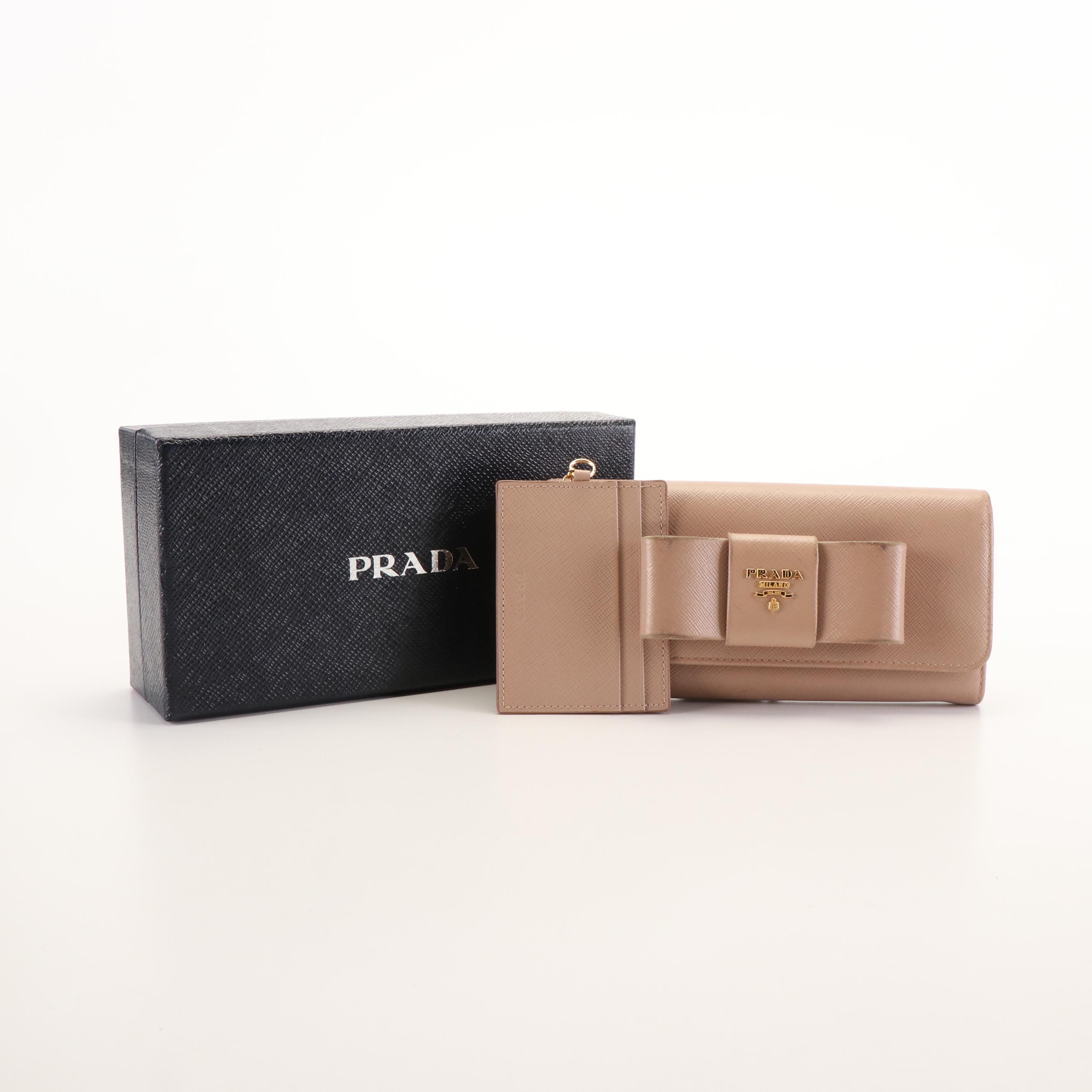 Prada Bow Cammeo Saffiano Leather Continental Wallet