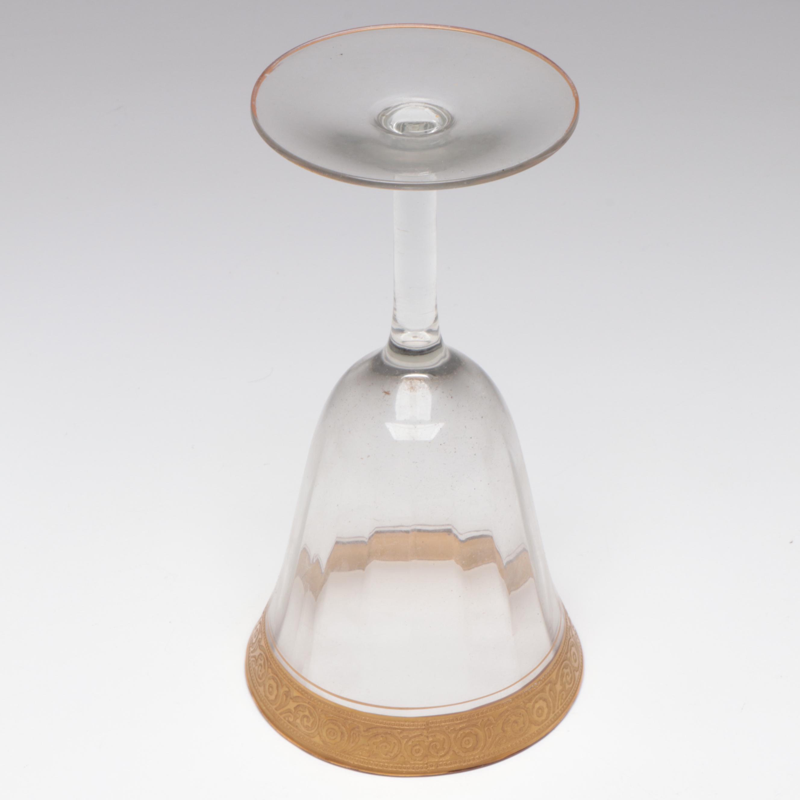 Tiffin-Franciscan "Minton" Glass Water Goblet with Gilt Encrusted Glass Plates