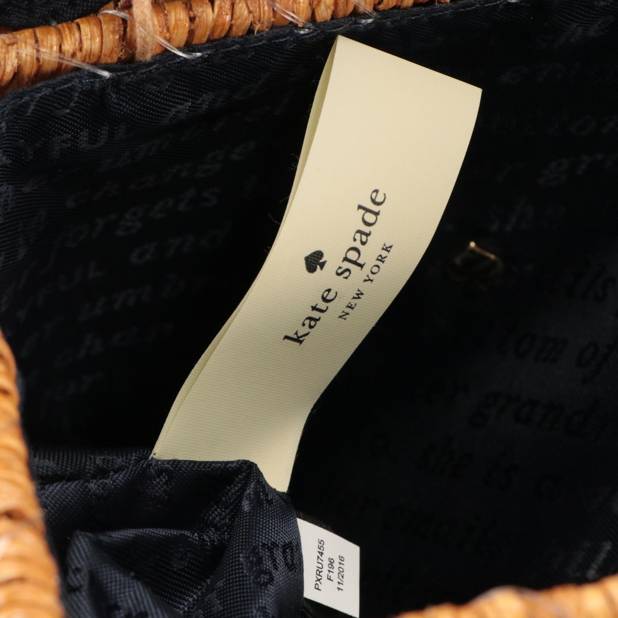 Kate Spade Spice Things Up Camel Wicker Bag, Ring, Necklace, and Key Ring