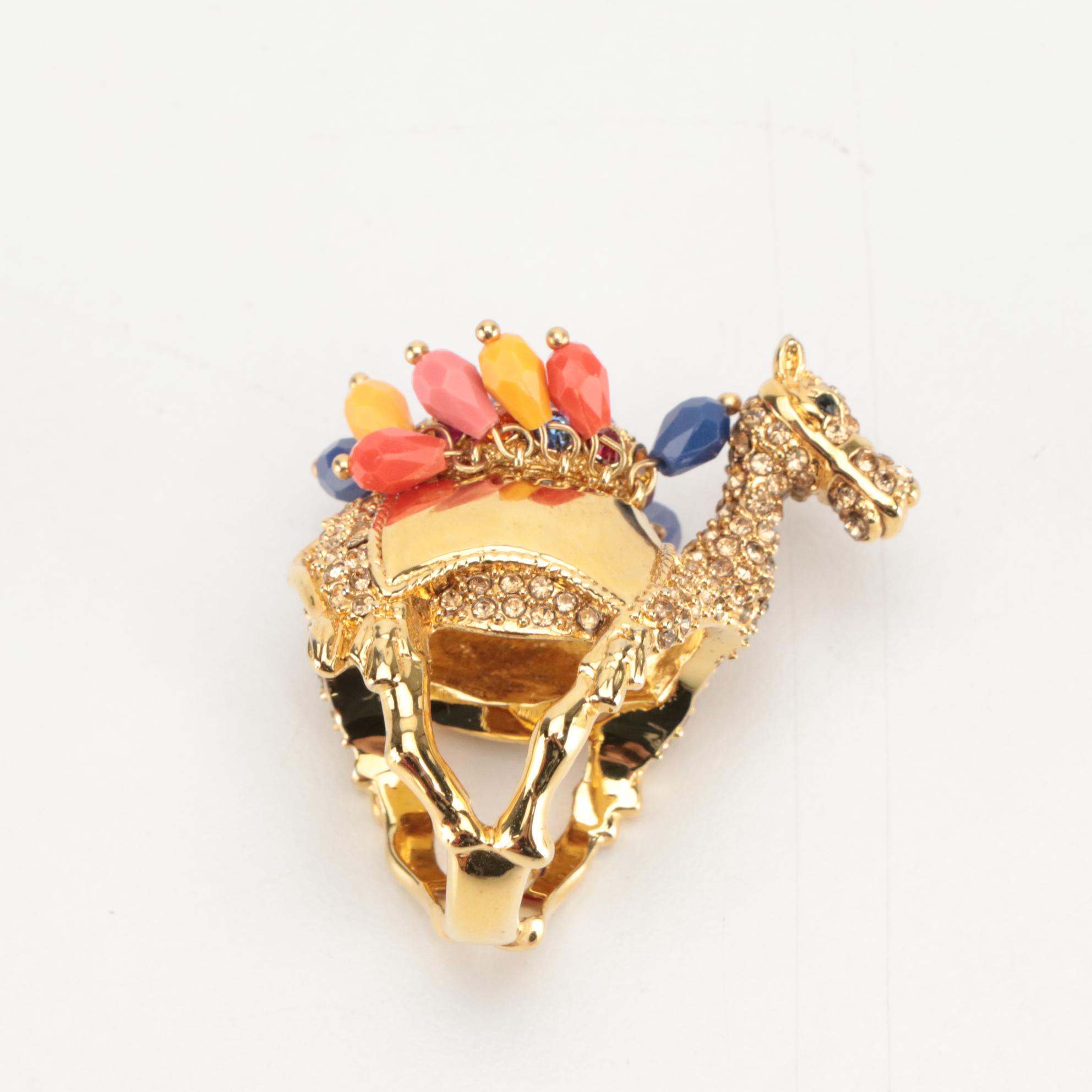 Kate Spade Spice Things Up Camel Wicker Bag, Ring, Necklace, and Key Ring