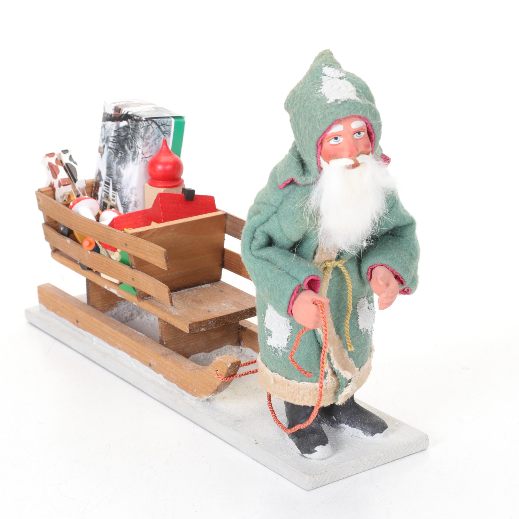 Handmade German Santa Claus Figurines, Mid to Late 20th Century