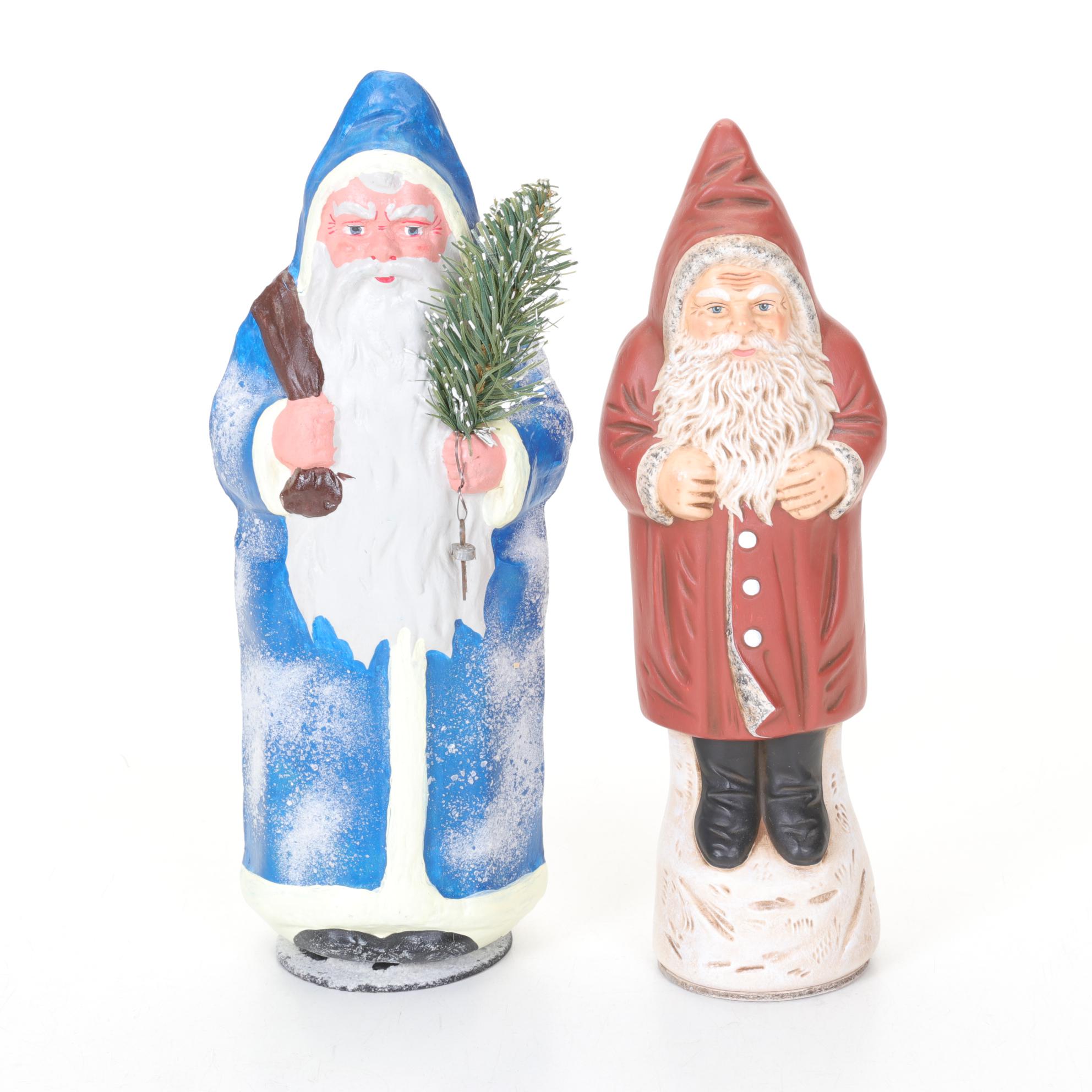 Handmade German Santa Claus Figurines, Mid to Late 20th Century
