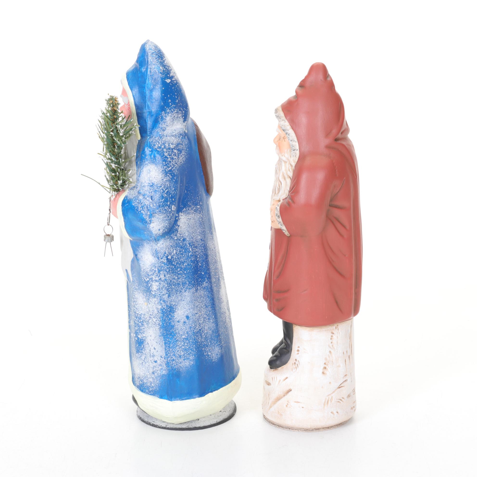 Handmade German Santa Claus Figurines, Mid to Late 20th Century