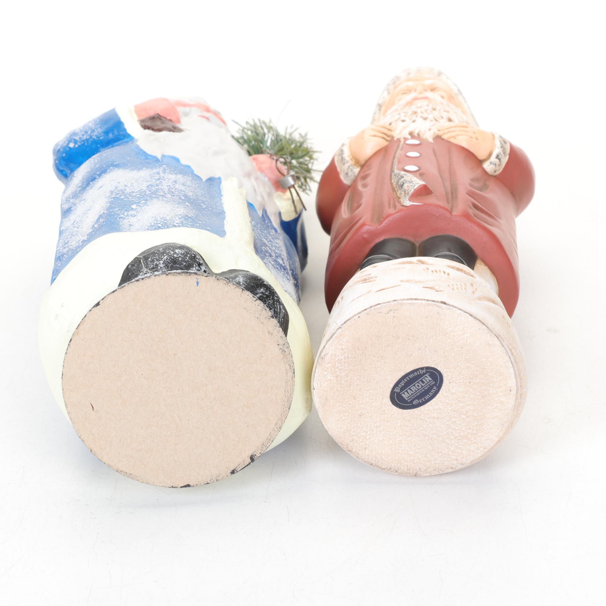 Handmade German Santa Claus Figurines, Mid to Late 20th Century