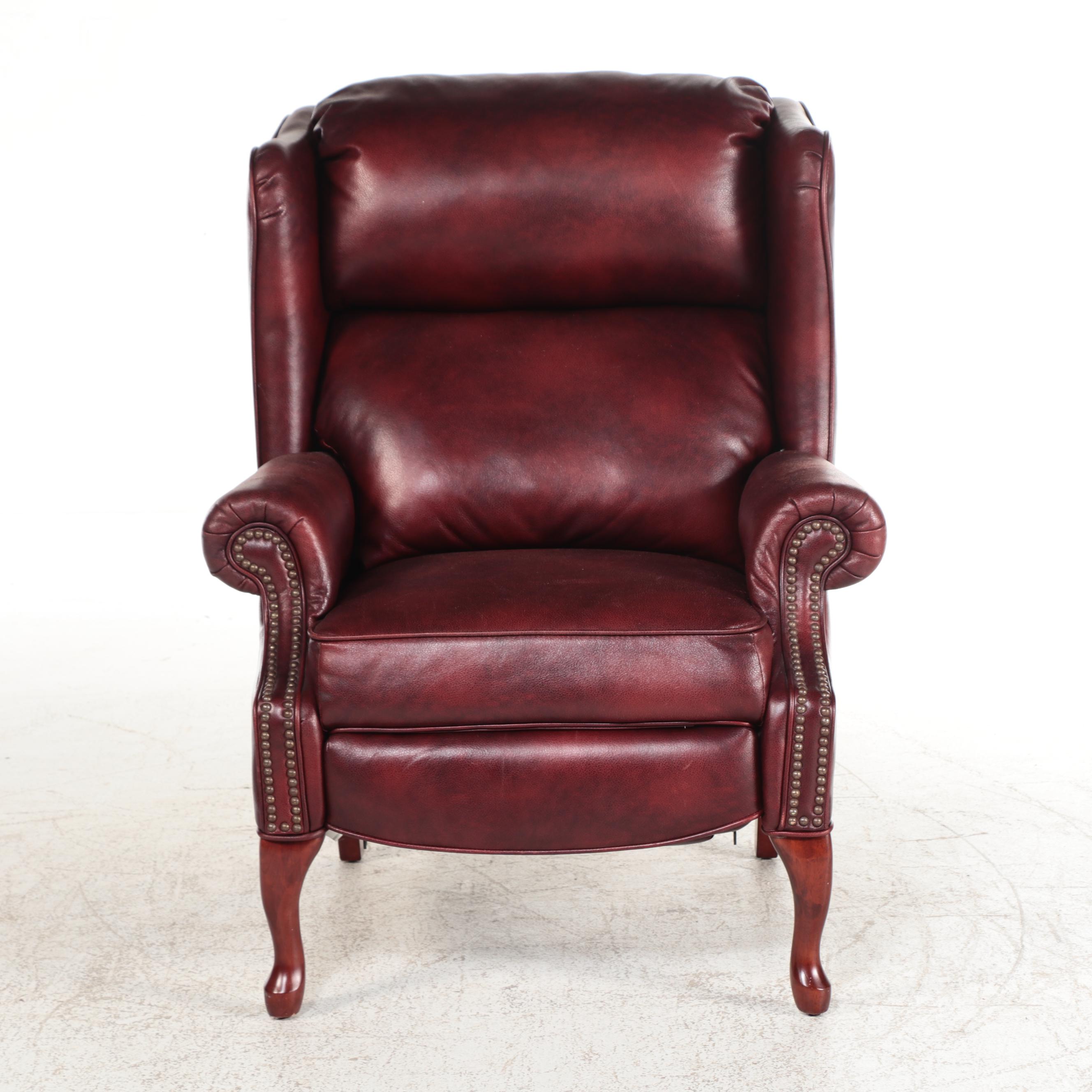 Pair of Lane Queen Anne Style Faux-Leather Wingback Recliners