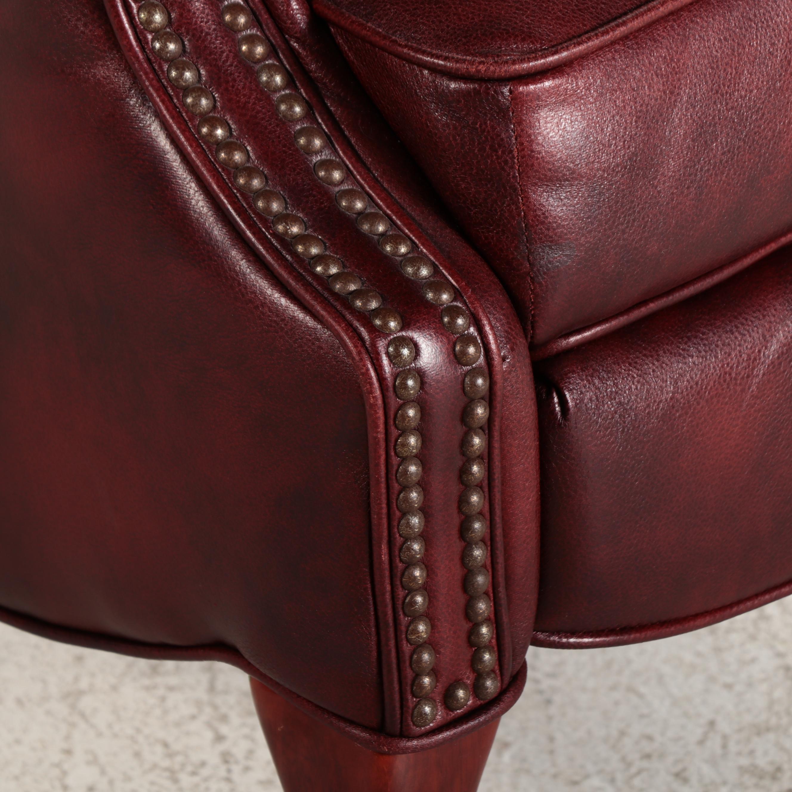 Pair of Lane Queen Anne Style Faux-Leather Wingback Recliners