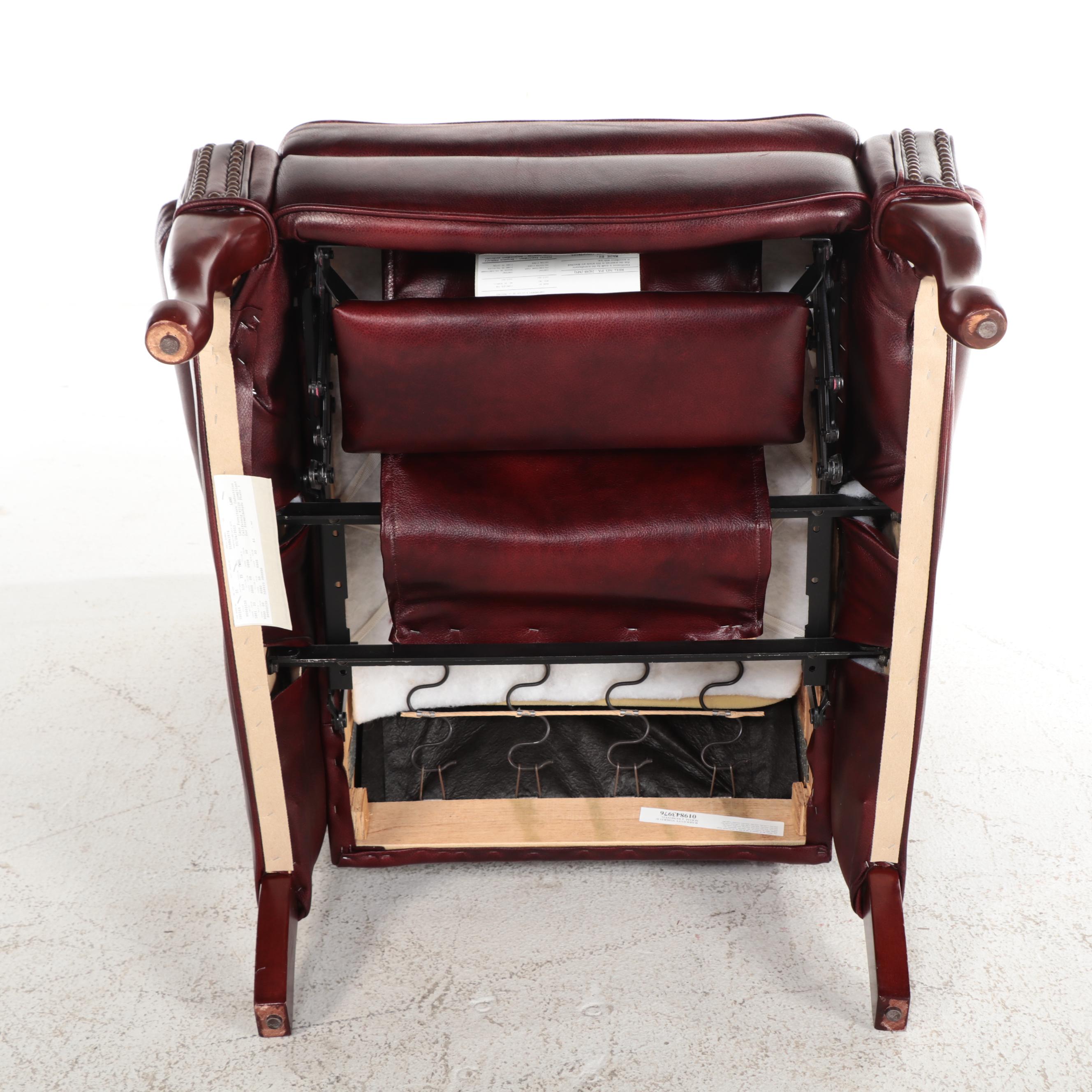 Pair of Lane Queen Anne Style Faux-Leather Wingback Recliners