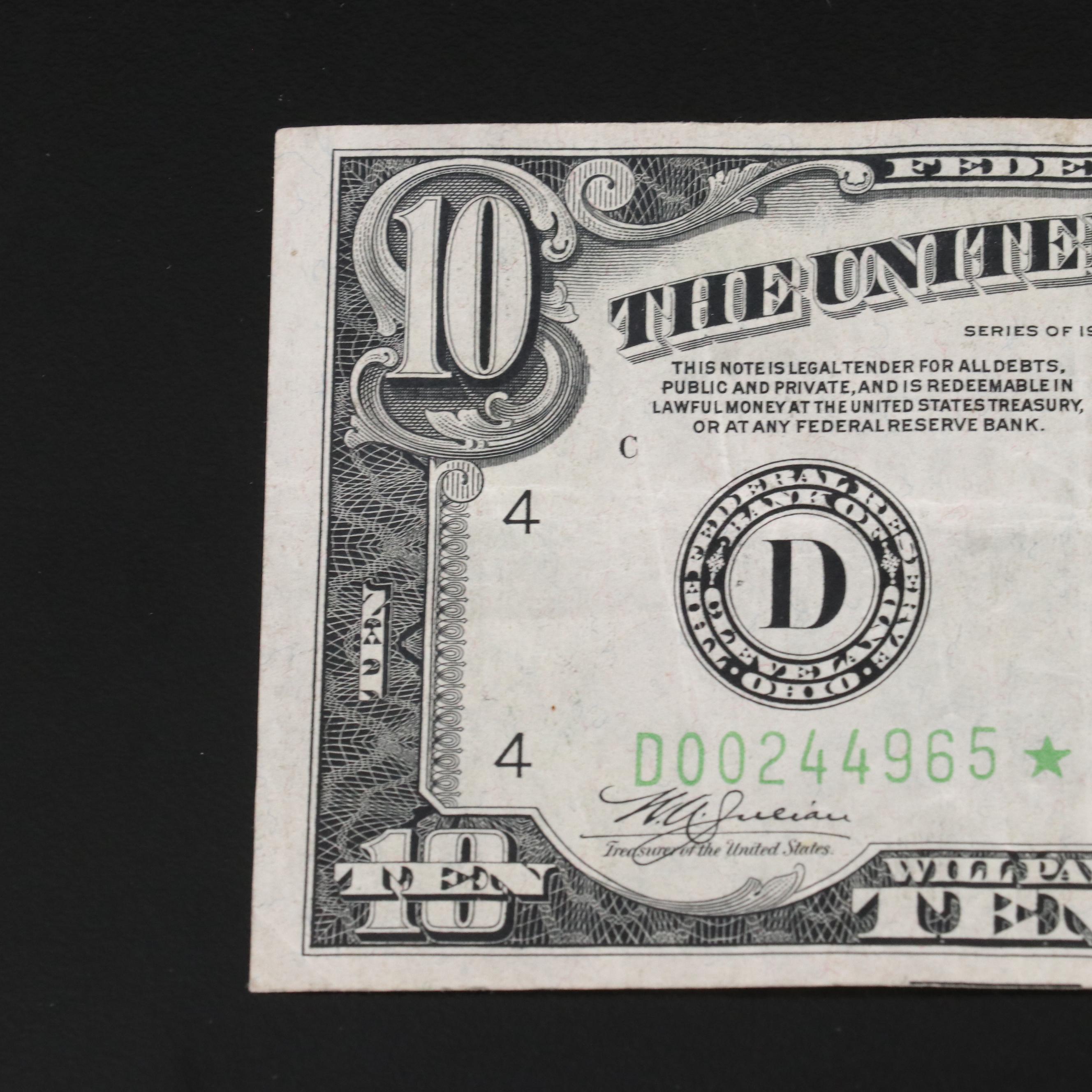 1934 Ten Dollar Federal Reserve Star Note