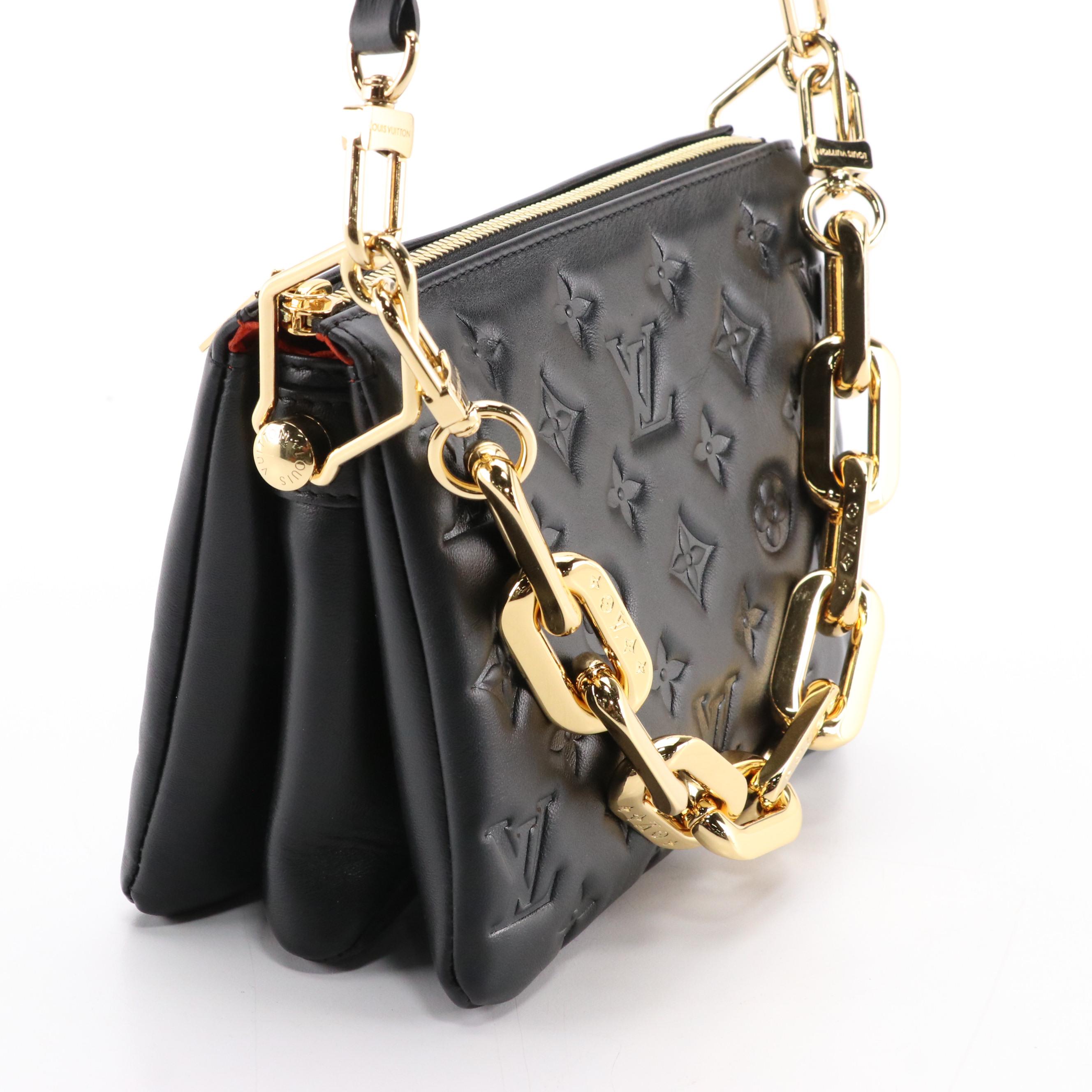 Louis Vuitton Coussin BB Black Embossed Lambskin Leather Two-Way Bag in Box