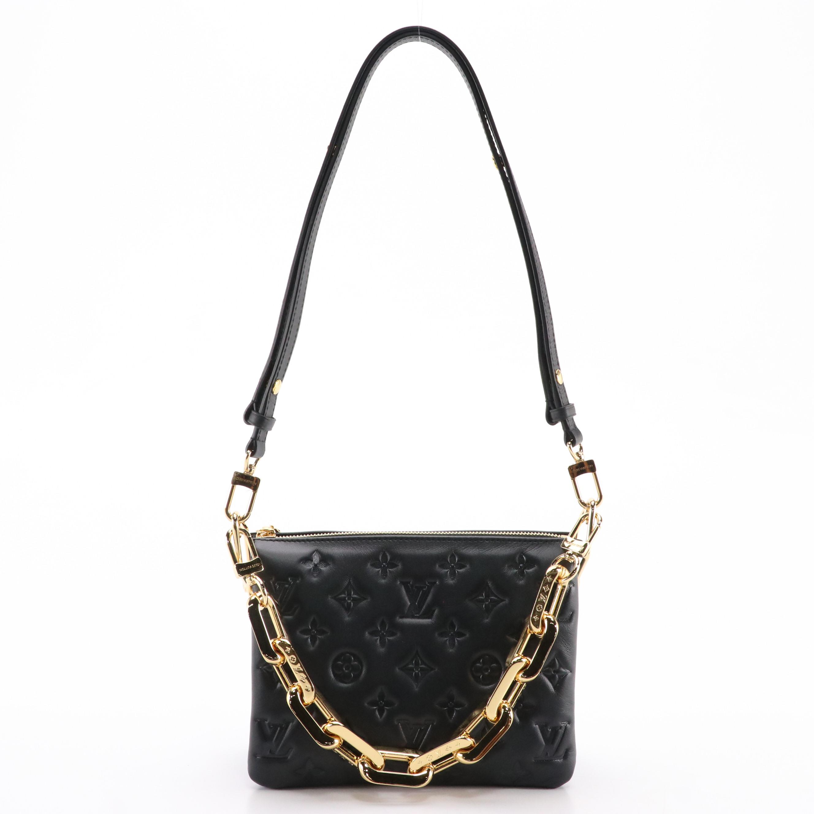 Louis Vuitton Coussin BB Black Embossed Lambskin Leather Two-Way Bag in Box