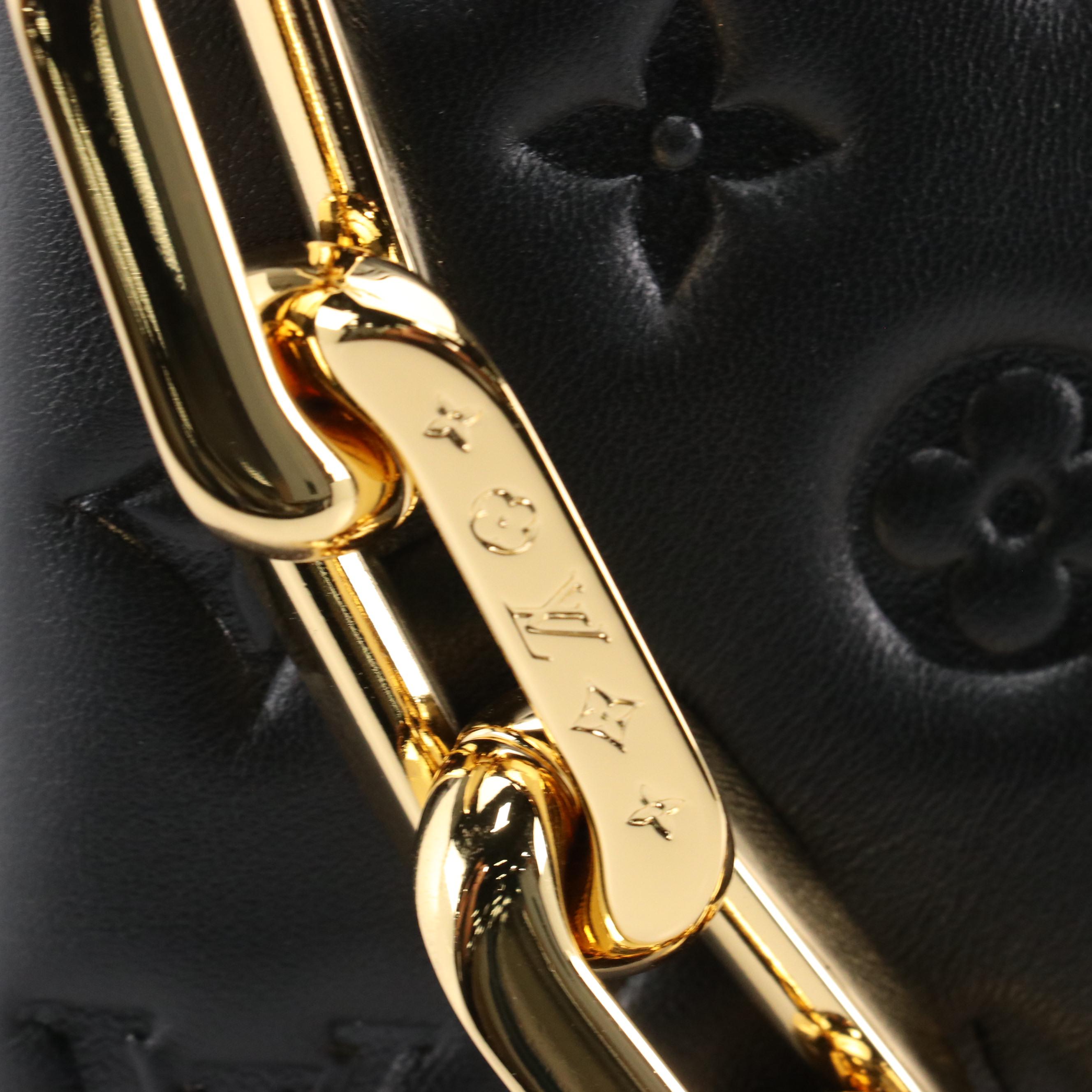 Louis Vuitton Coussin BB Black Embossed Lambskin Leather Two-Way Bag in Box