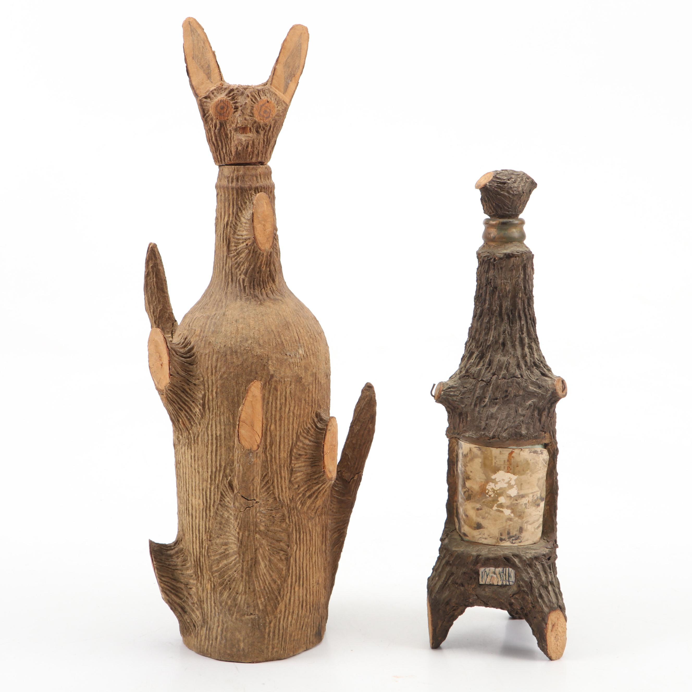 Folk Art Faux Bark and Twig Bottles