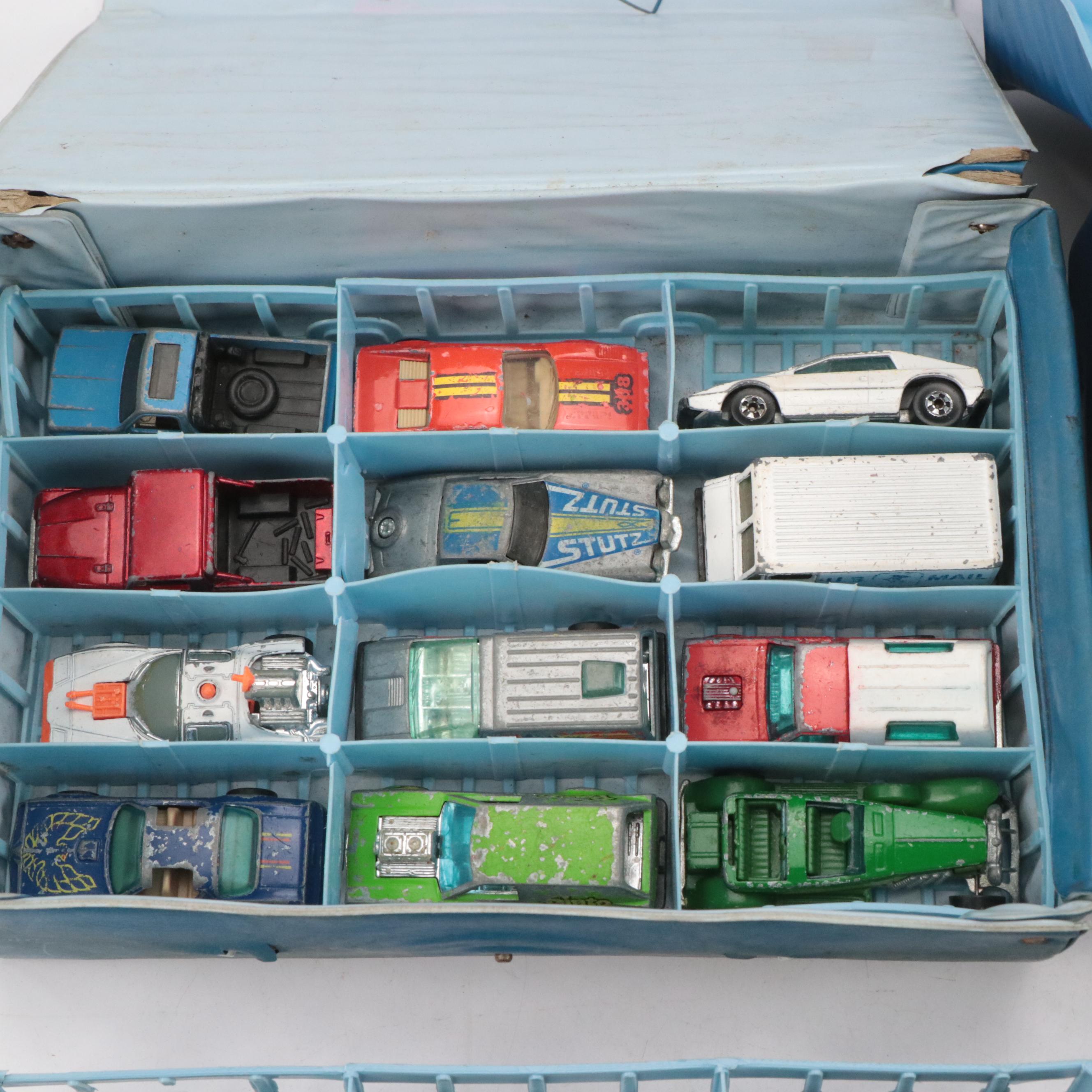 Hot Wheels Car Collection in Vinyl Matchbox Carrying Cases