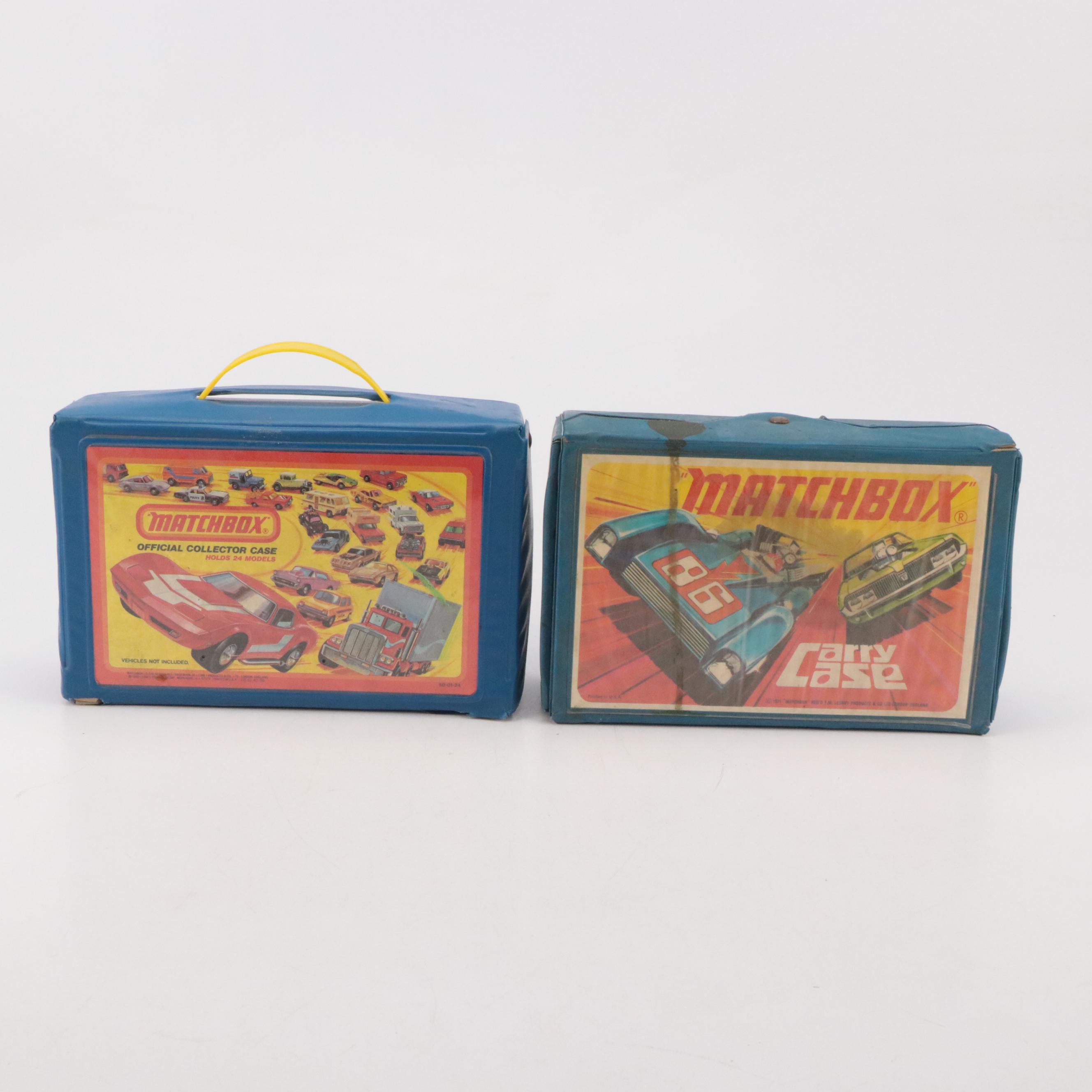Hot Wheels Car Collection in Vinyl Matchbox Carrying Cases