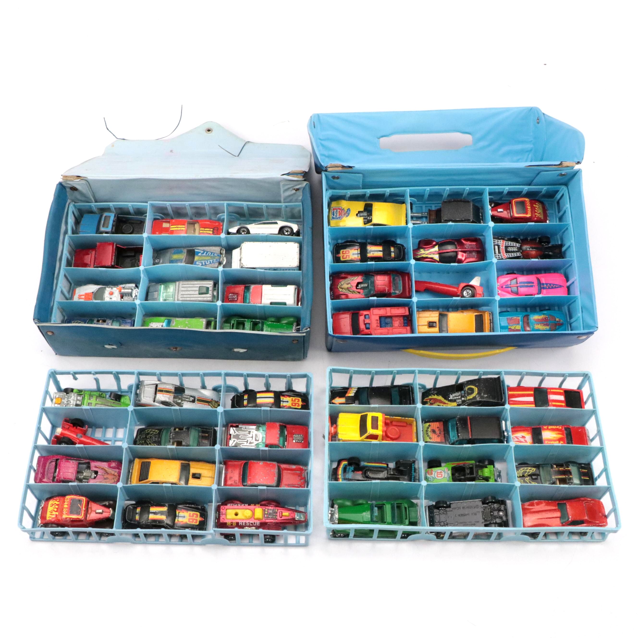 Hot Wheels Car Collection in Vinyl Matchbox Carrying Cases