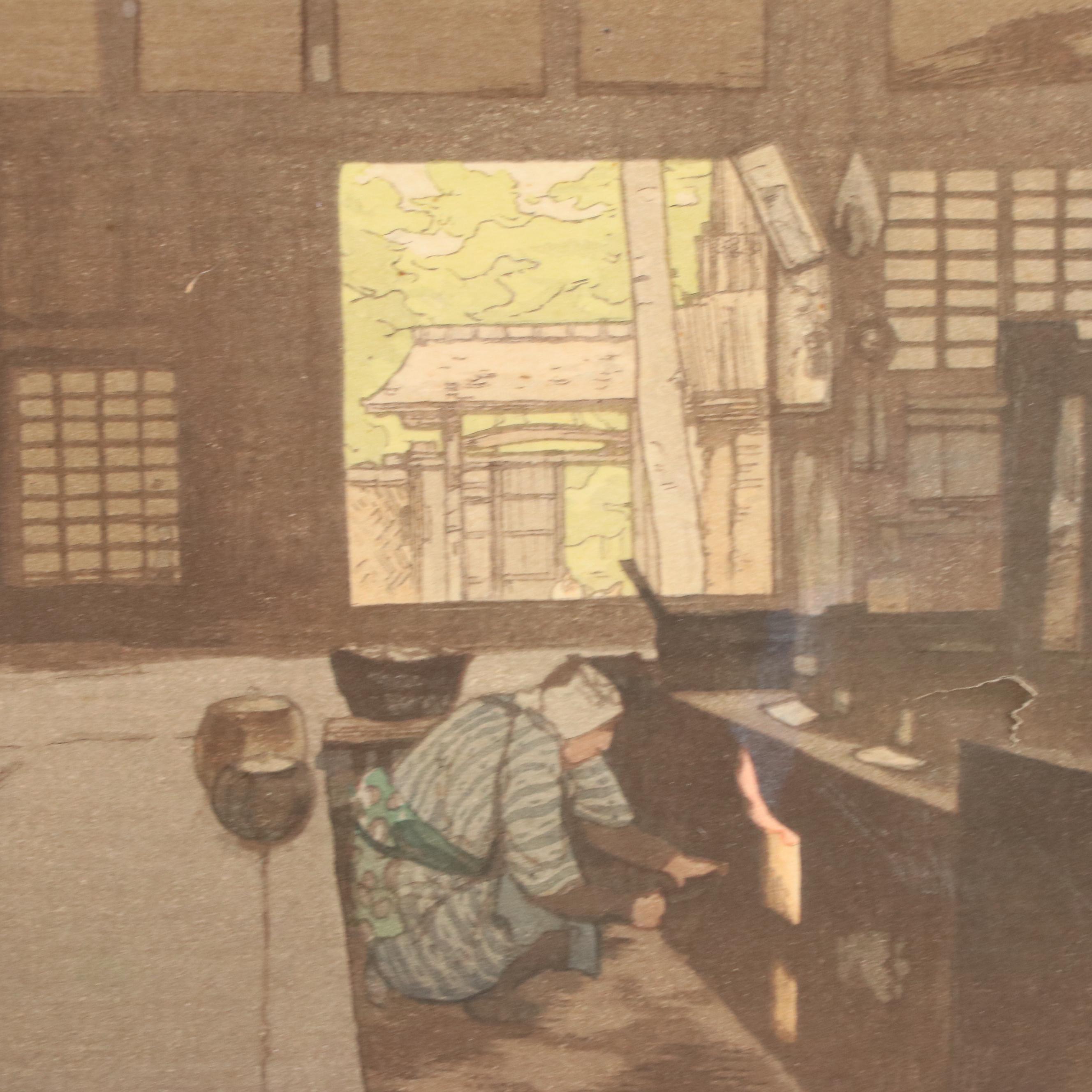 Hiroshi Yoshida Japanese Woodblock Print "Farmhouse"